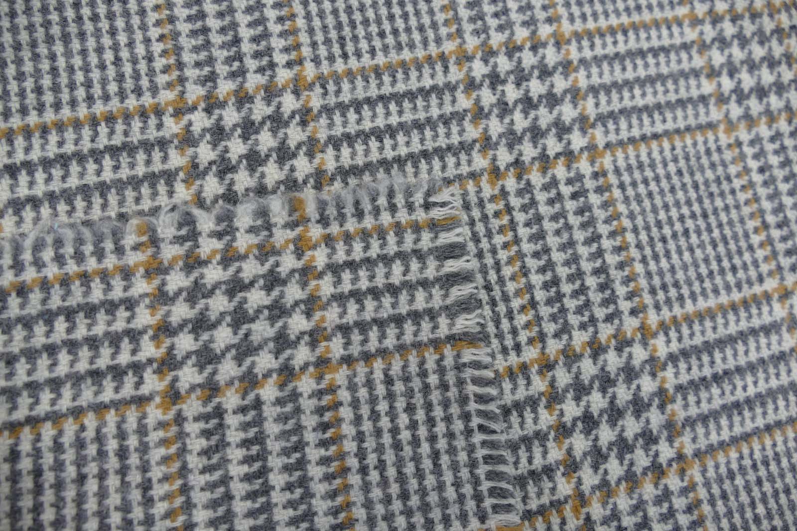 Wollstoff Karo grau cognac, Wollstoff als Meterware, 155 cm breit