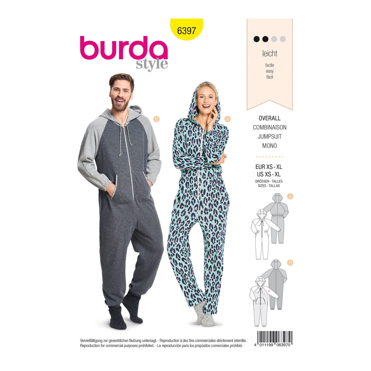 burda style Schnittmuster 6397: Overall zum Entspannen, Vorderseite der Schnittmustertüte