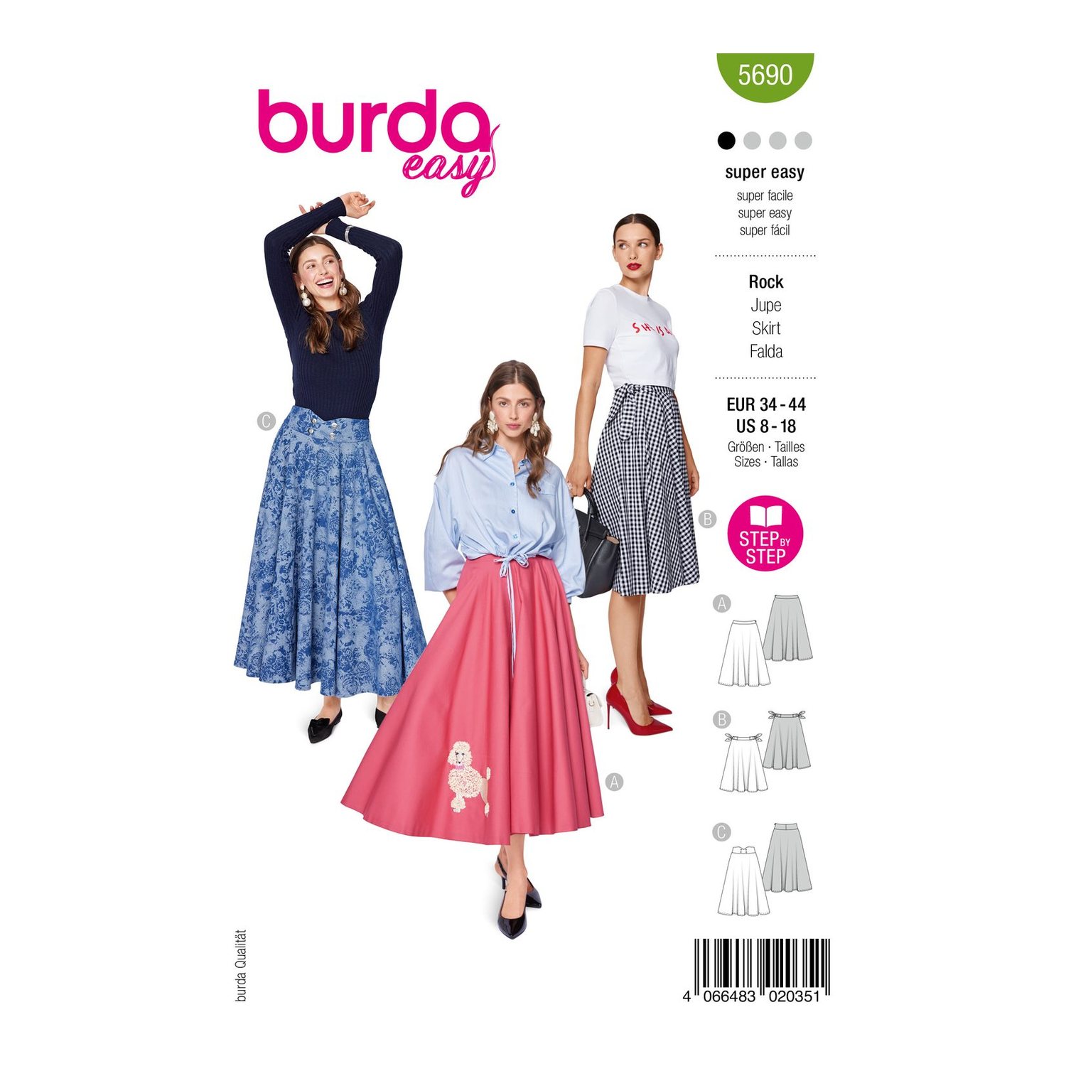 burda style Schnittmuster 5690: Röcke für Einsteigerinnen, Modellfoto 1