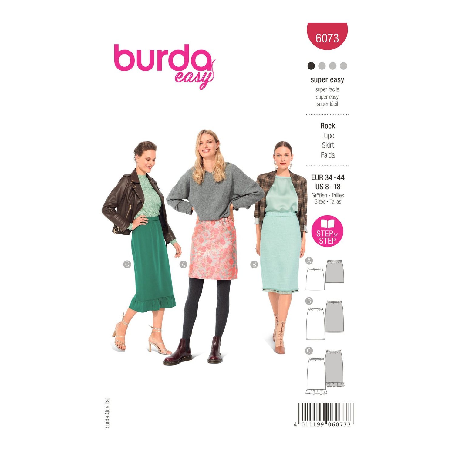 burda style Schnittmuster 6073: Schmaler Rock mit Gummibund, Modellfoto 1