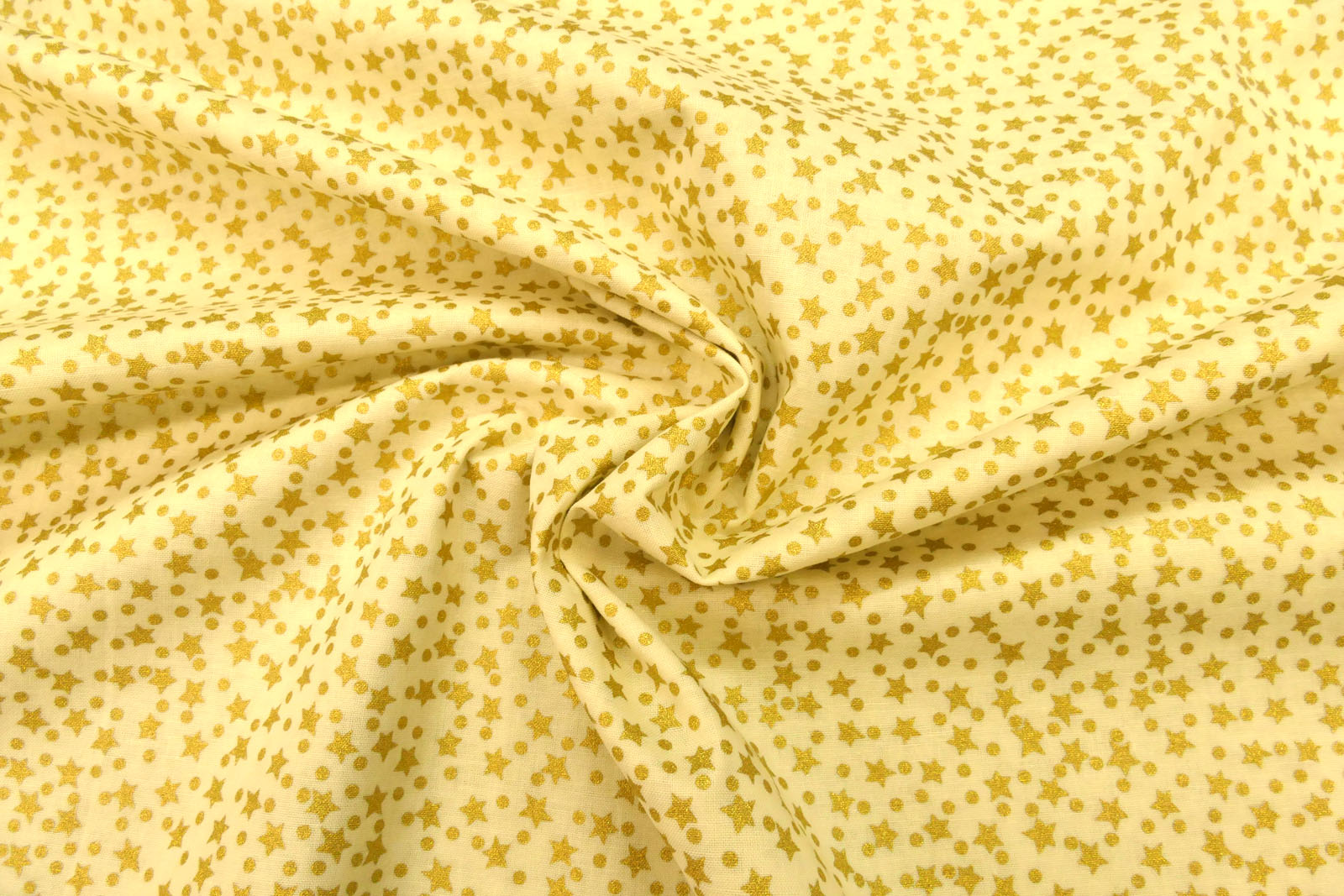 Baumwolle Sterne gold klein creme