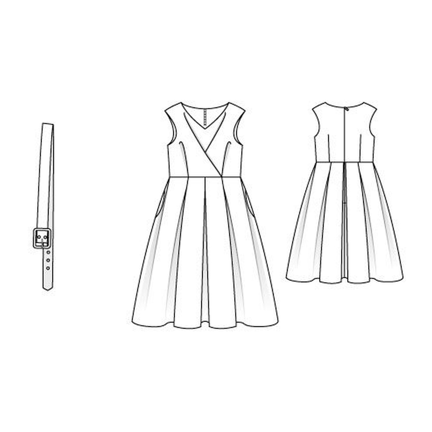 burda style Schnittmuster 5618: Fünfziger-Kleid Sophia, Technische Zeichnung