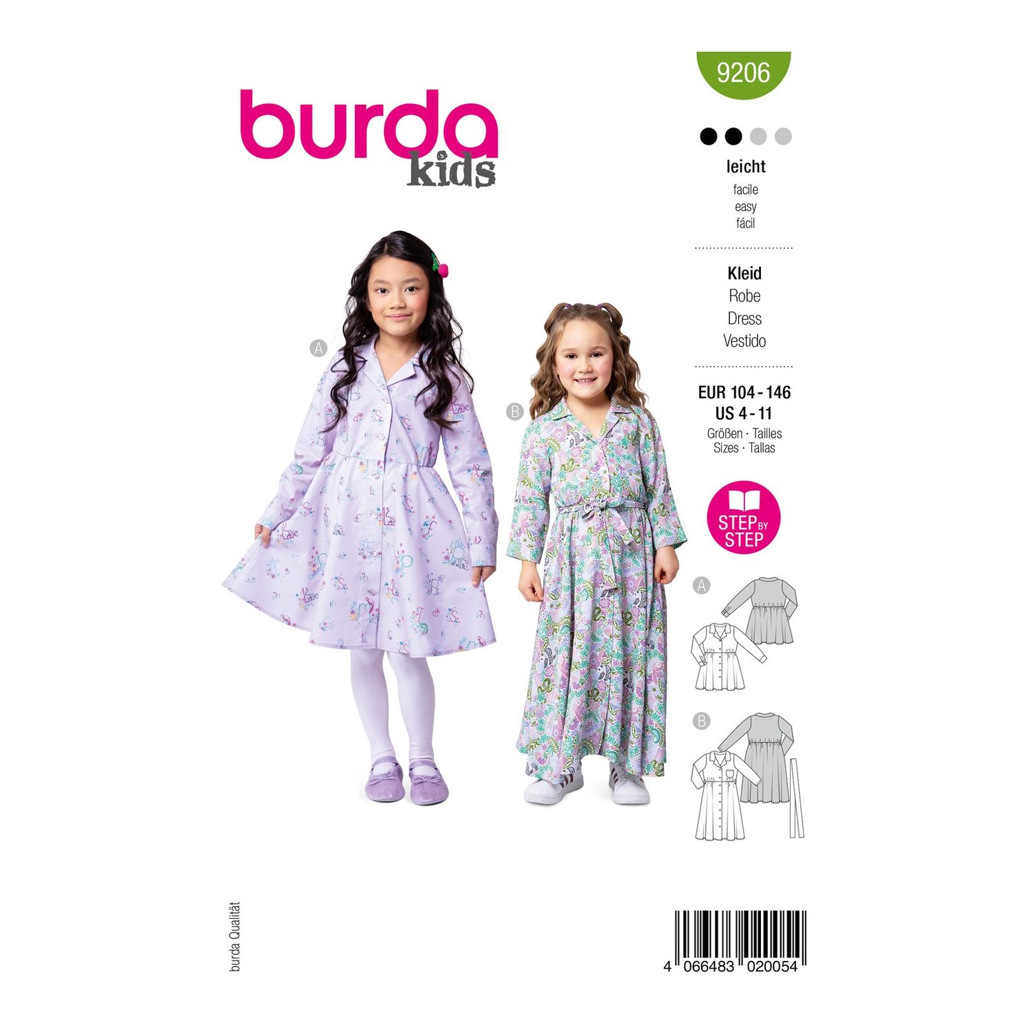 burda style Schnittmuster 9206: Maxikleid und Hemdblusenkleid, Modellfoto 1