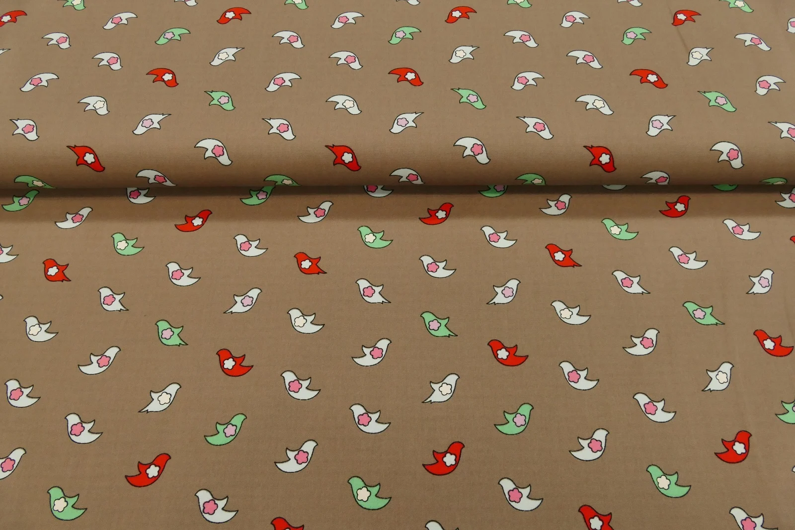Baumwolle Vögel taupe