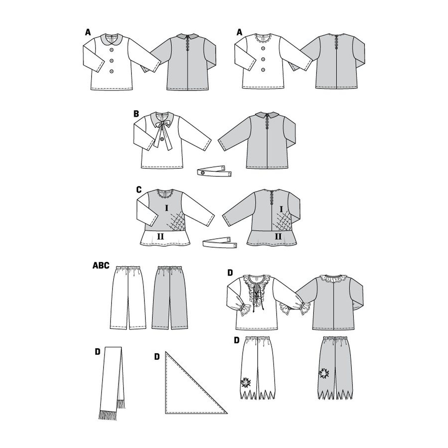 burda style Schnittmuster 2506: Kostümbasis Shirt und Hose, Technische Zeichnung