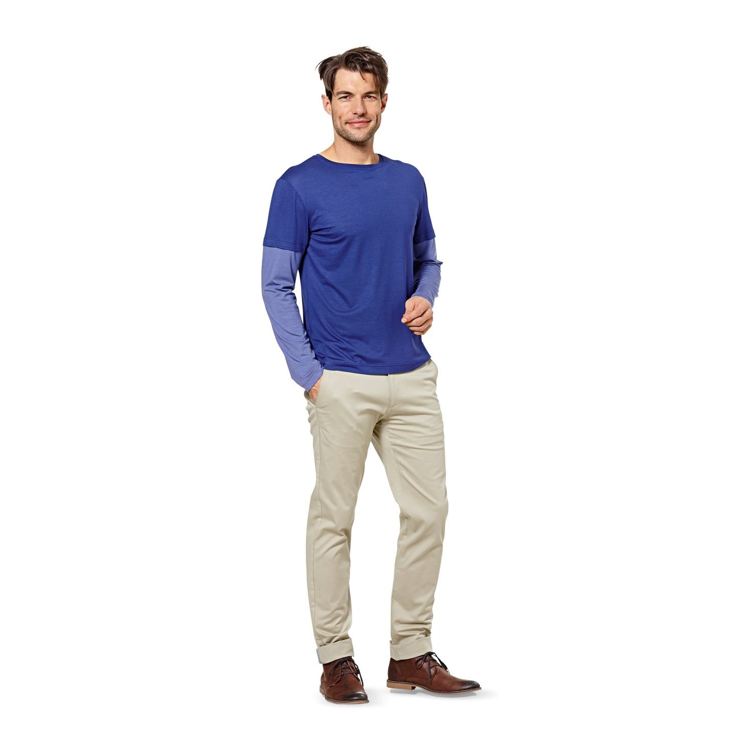 burda style Schnittmuster 6602: Basic-Shirt für Damen und Herren, Modellfoto 3