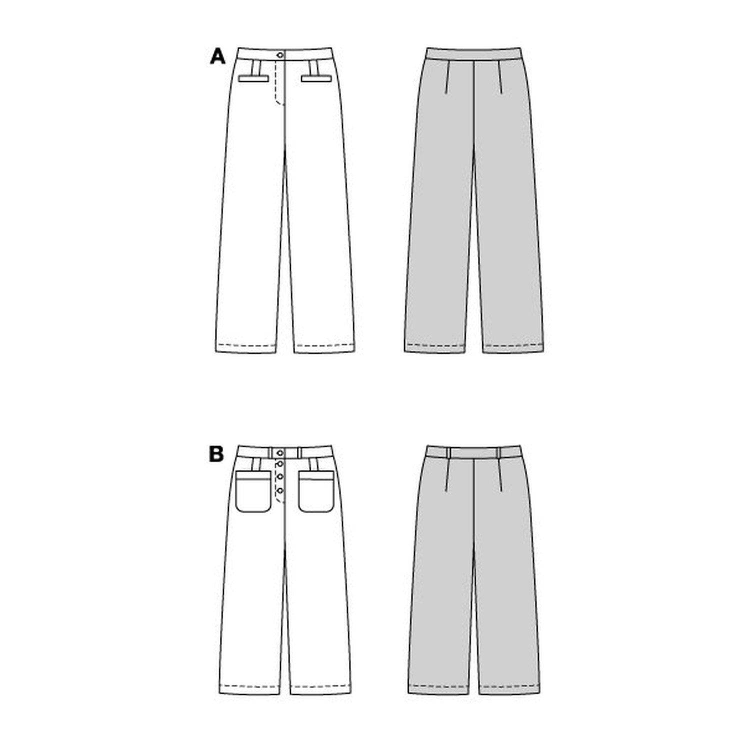 burda style Schnittmuster 5735: Leinenhose und 7/8-Jeans, Technische Zeichnung