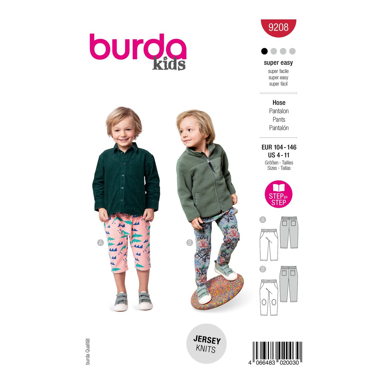 burda style Schnittmuster 9208: Jogginghosen für Kinder, Modellfoto 1