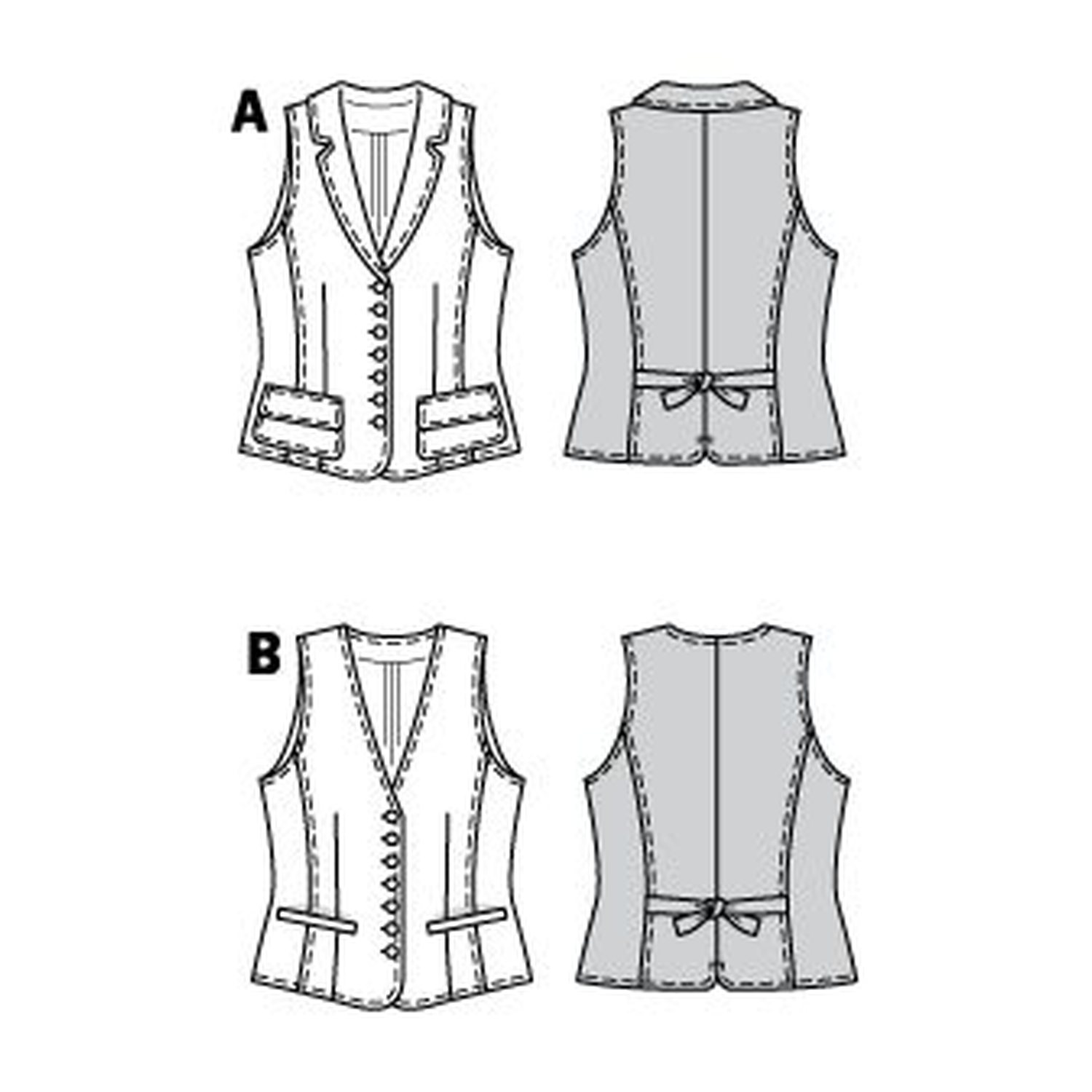 burda style Schnittmuster 7769: Weste für Damen, Technische Zeichnung
