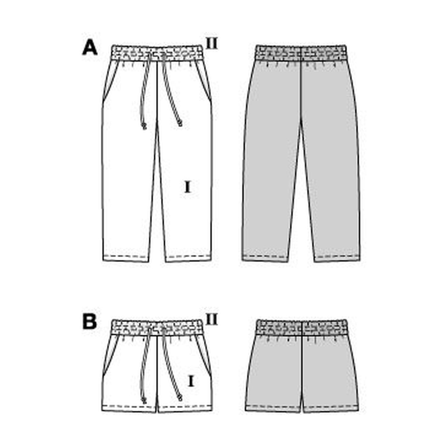 burda style Schnittmuster 9228: Hose und Sommershorts, Technische Zeichnung