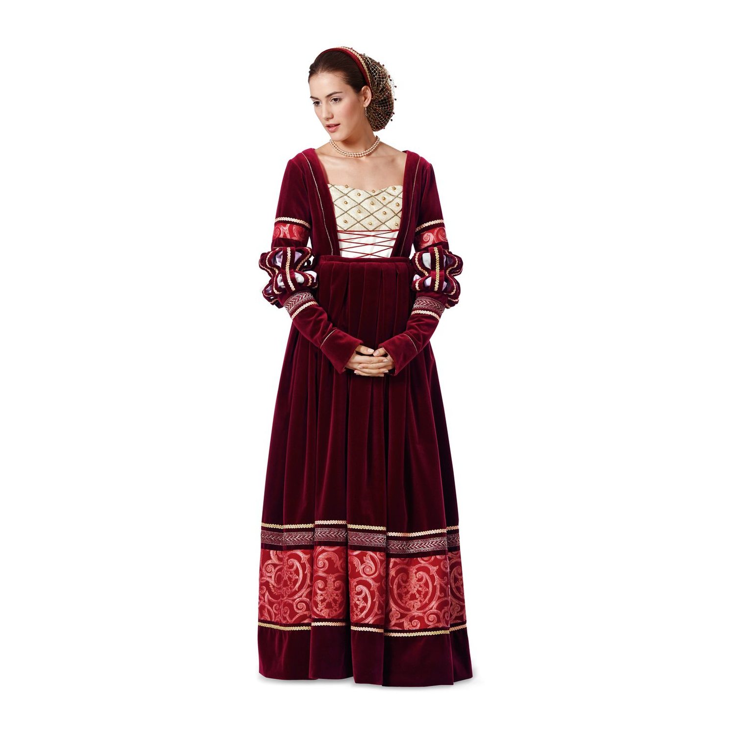 burda style Schnittmuster 7171: Renaissancekleid mit Haarnetz, Modellfoto 1