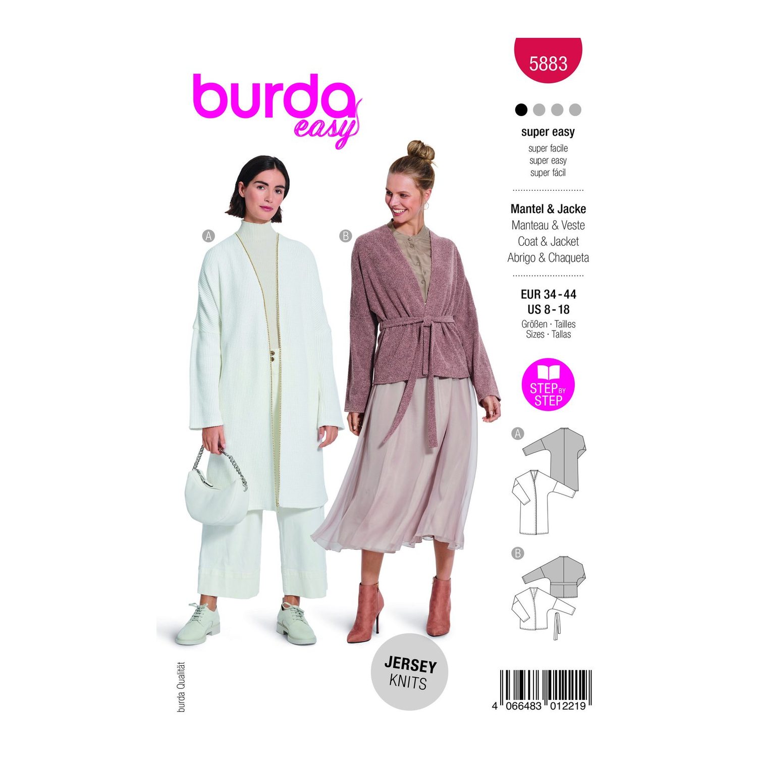 burda style Schnittmuster 5883: Strickmantel und Cardigan, Modellfoto 1