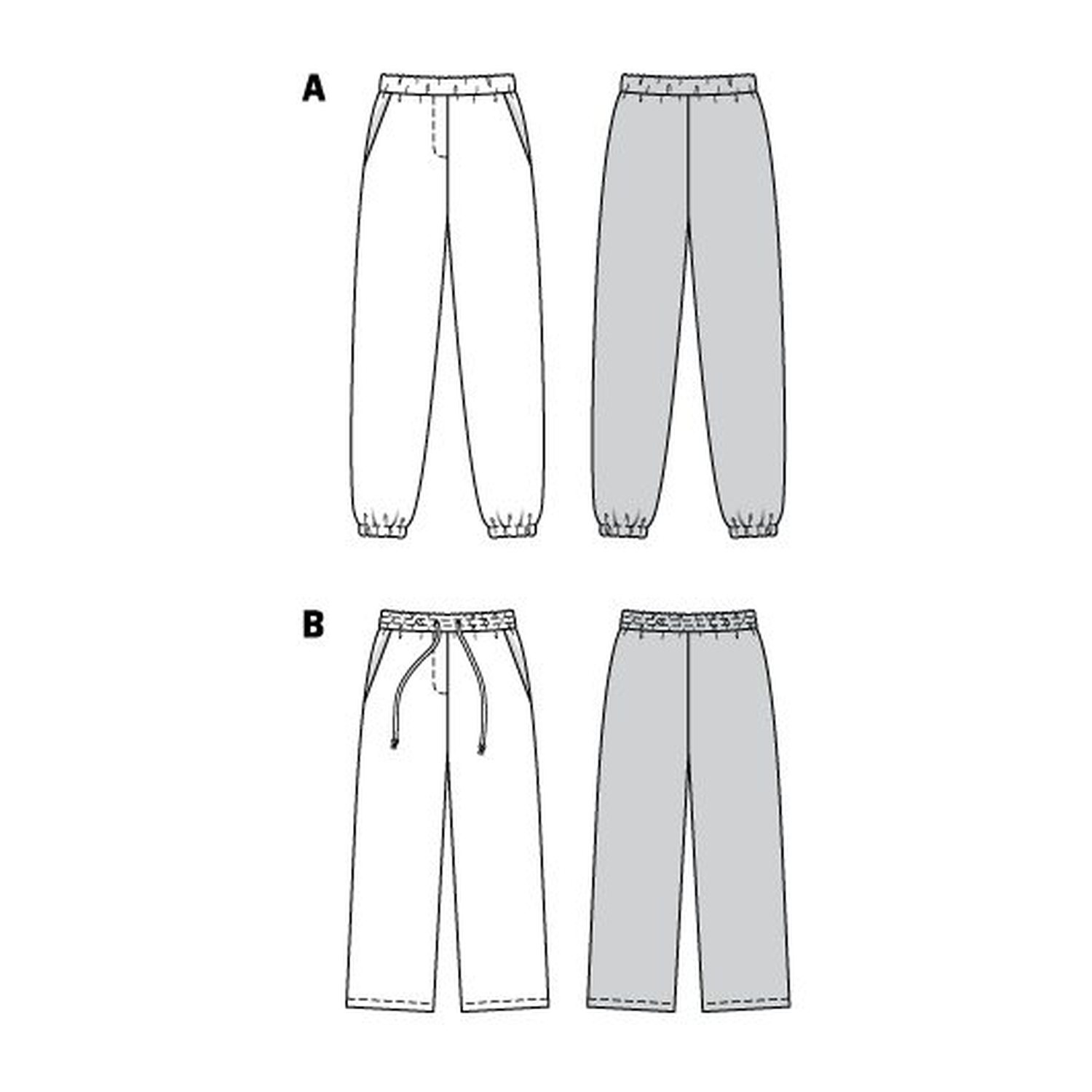 burda style Schnittmuster 6333: Jogginghose und Palazzohose, Technische Zeichnung