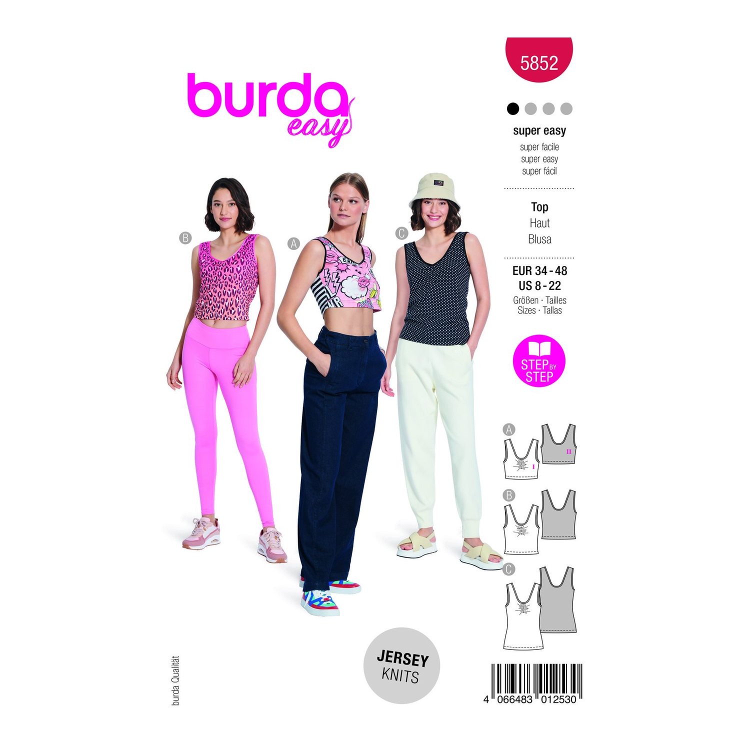 burda style Schnittmuster 5852: Sporttop mit Raffung, Modellfoto 1
