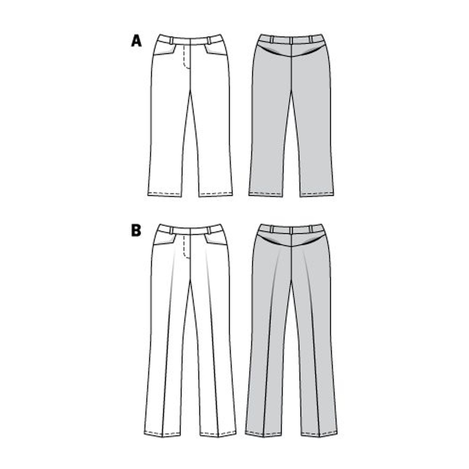 burda style Schnittmuster 6432: Hose mit Bügelfalte und Formbund, Technische Zeichnung