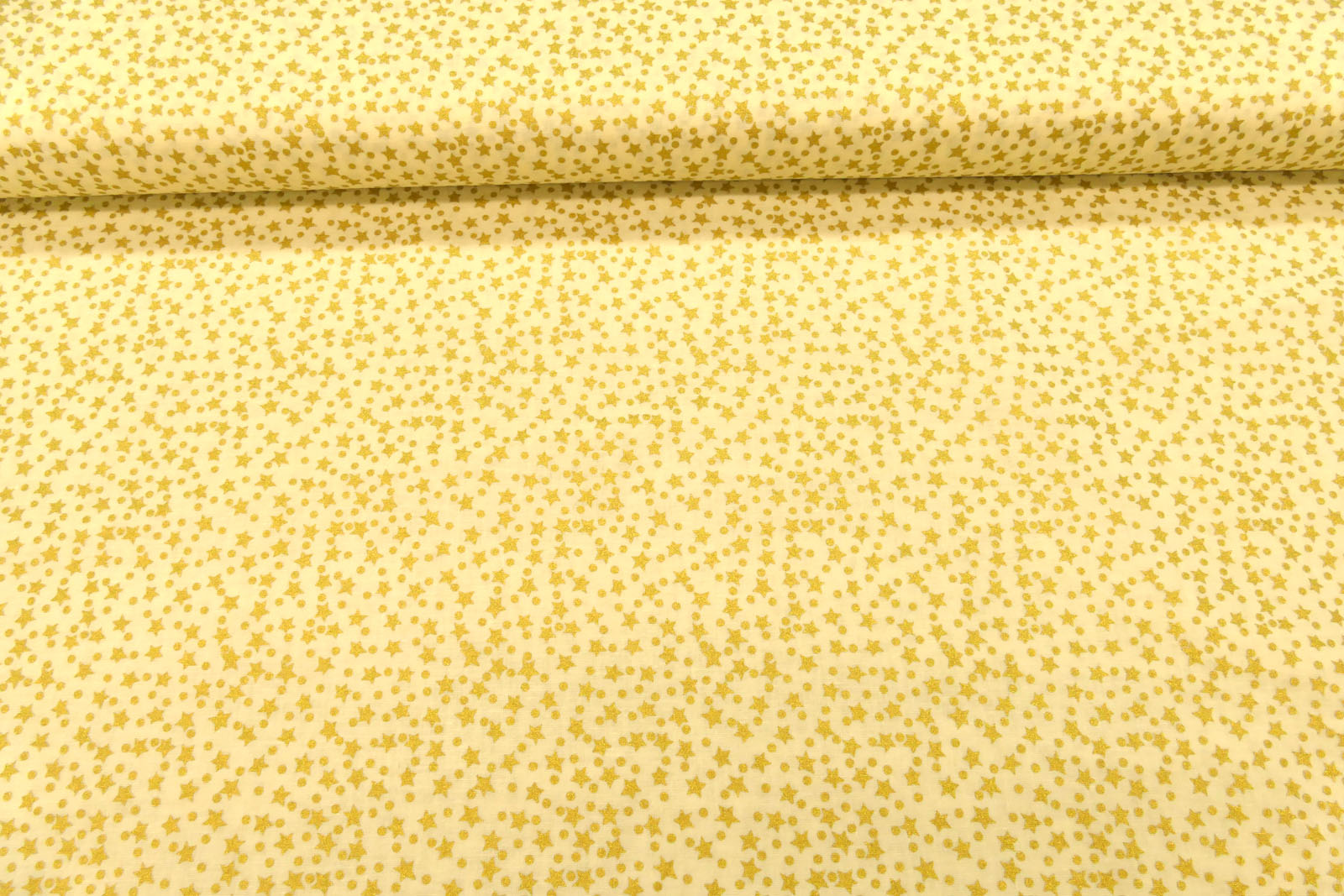 Baumwolle Sterne gold klein creme