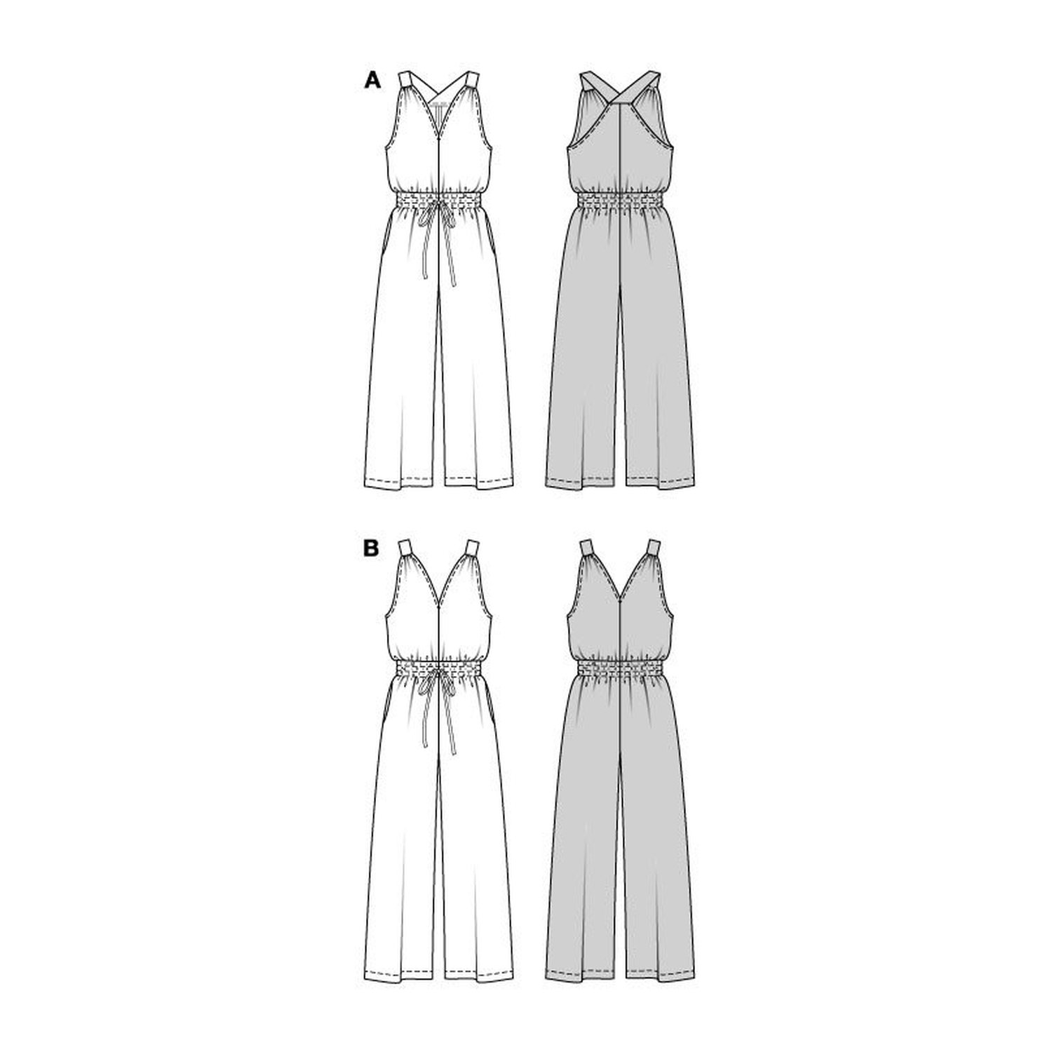 burda style Schnittmuster 5817: Overall und Seidenjumpsuit, Technische Zeichnung