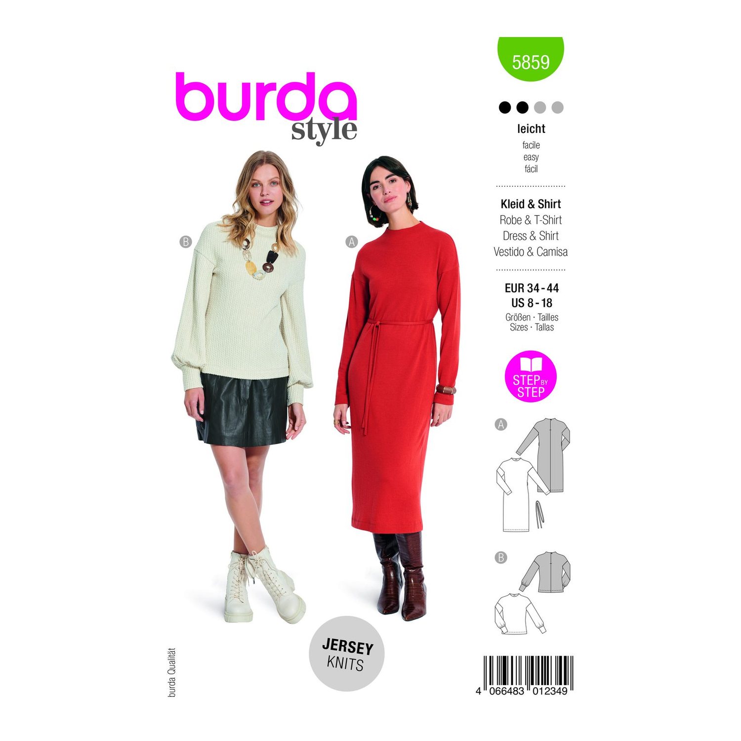 burda style Schnittmuster 5859: Kleid und Shirt mit Rollkragen, Modellfoto 1