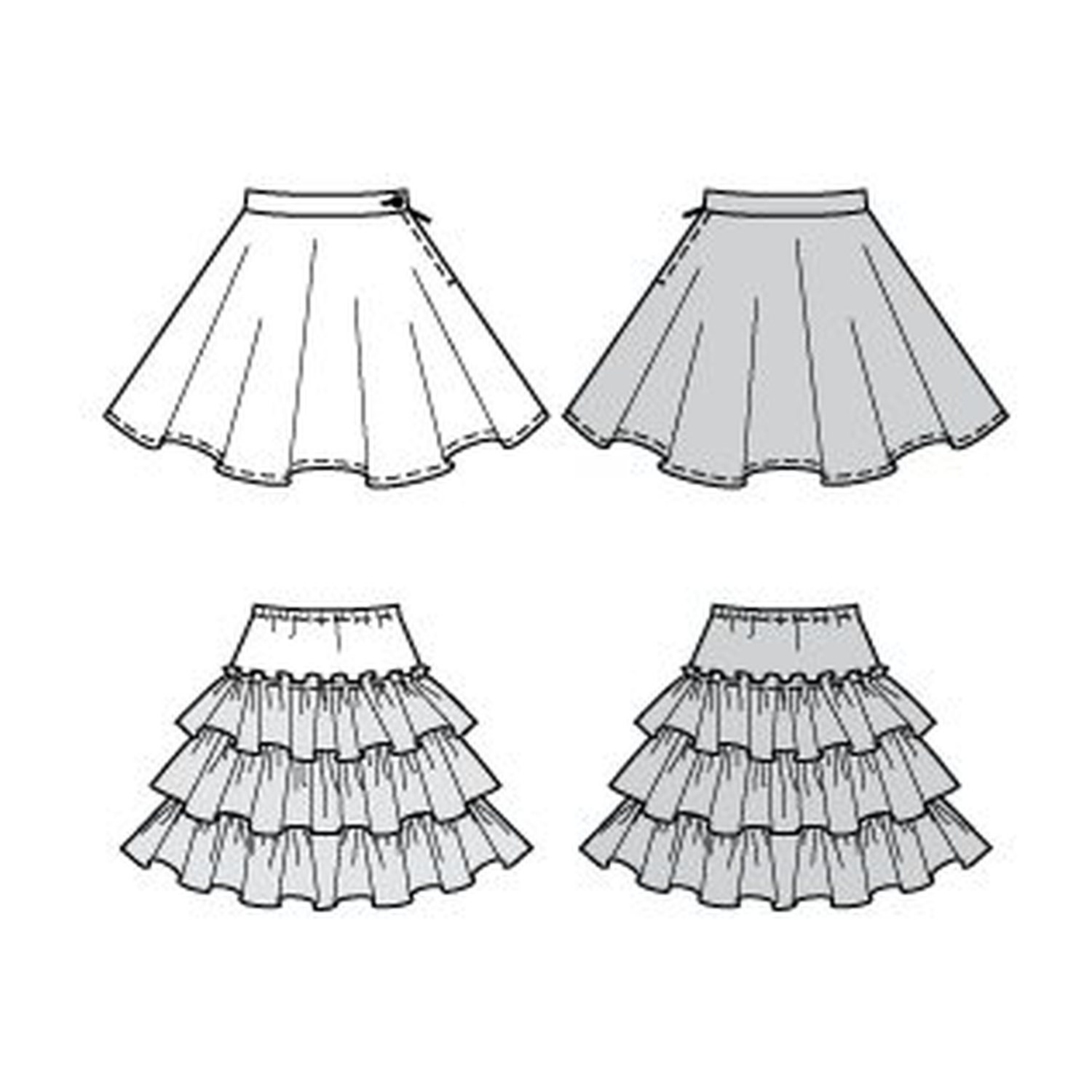 burda style Schnittmuster 2809: Tellerrock mit Petticoat für Kinder, Technische Zeichnung