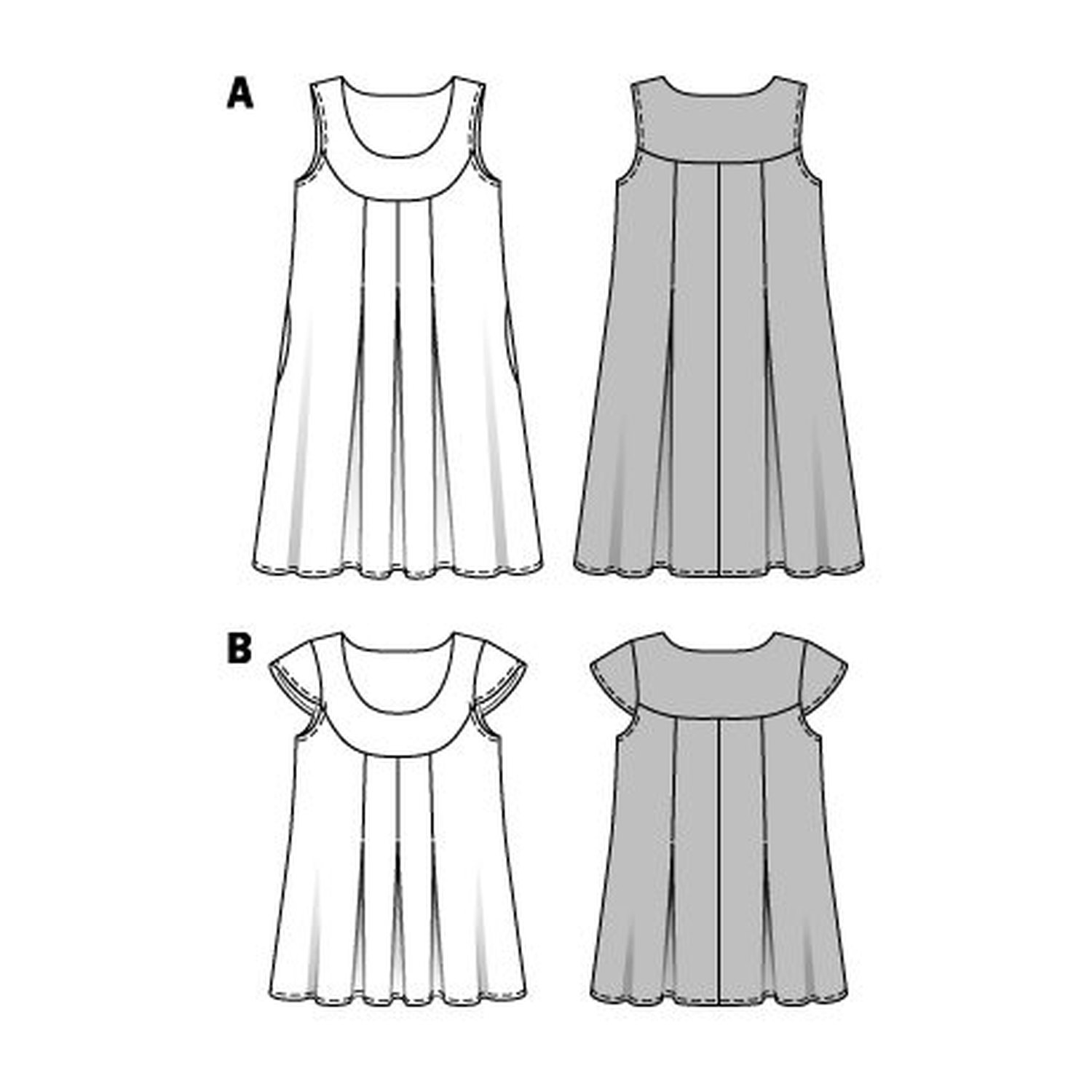burda style Schnittmuster 6532: Hängerkleid und Top mit Passe, Technische Zeichnung