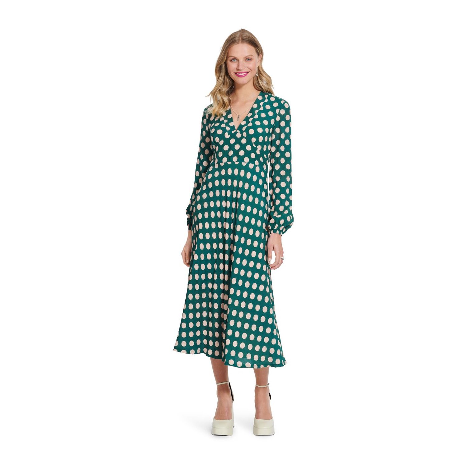 burda style Schnittmuster 5885: Kleid mit V-Ausschnitt und Taillenblende, Modellfoto 2