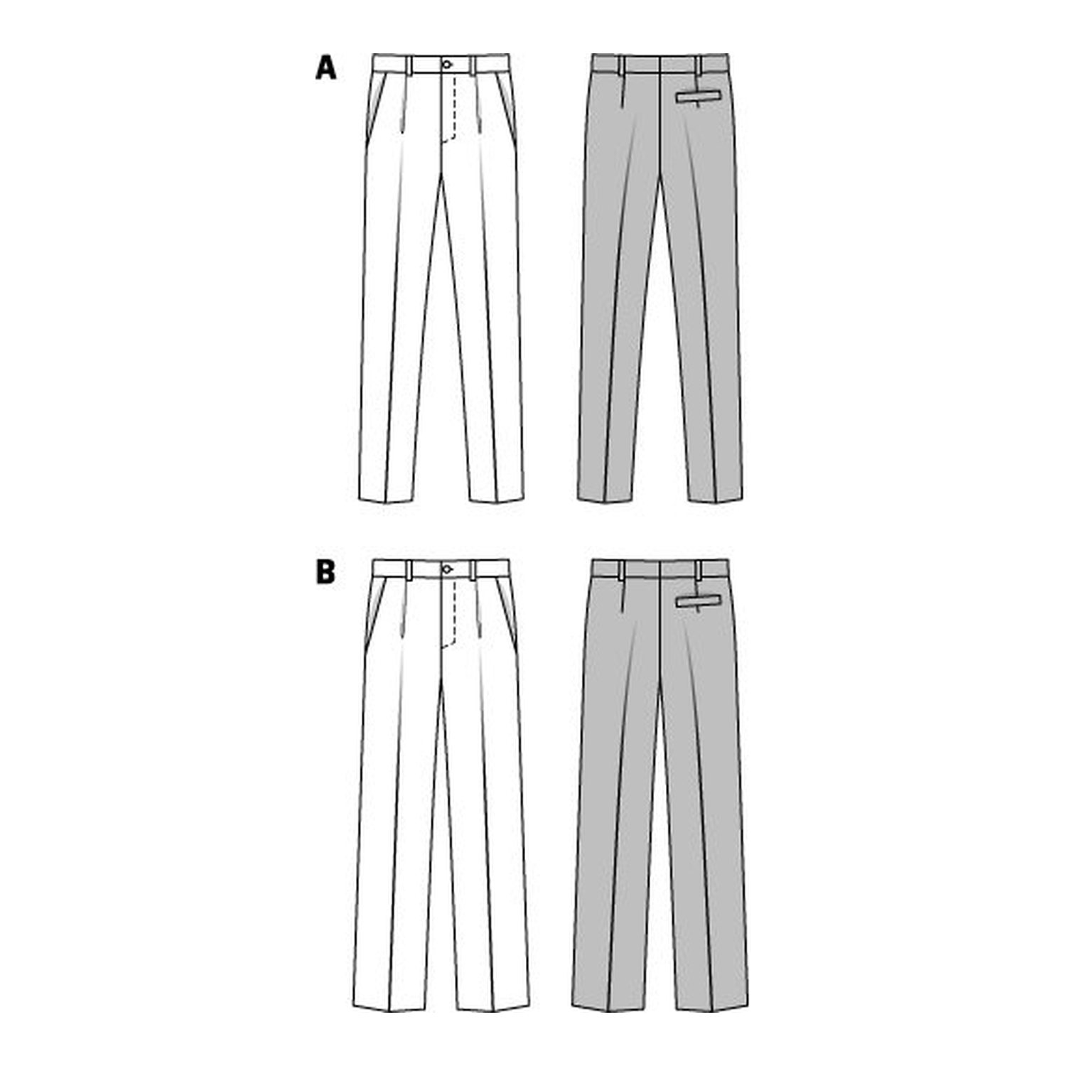 burda style Schnittmuster 7022: Herrenhose mit Bundfalte, Technische Zeichnung