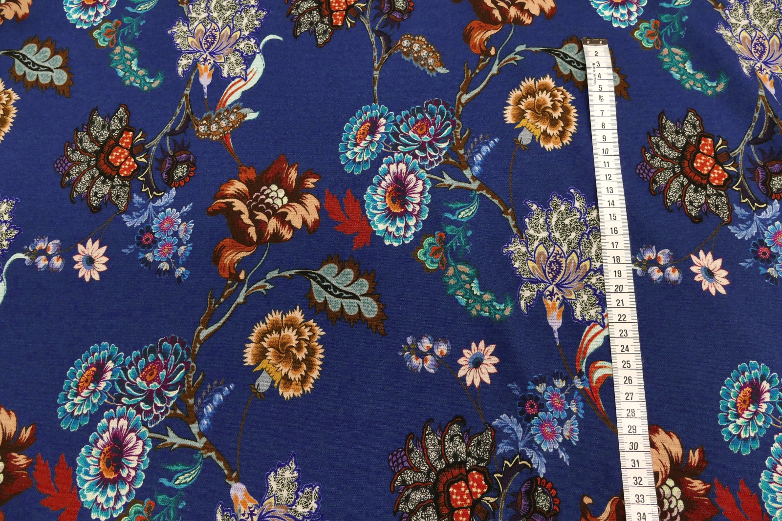 Stretchgewebe Blumen royal