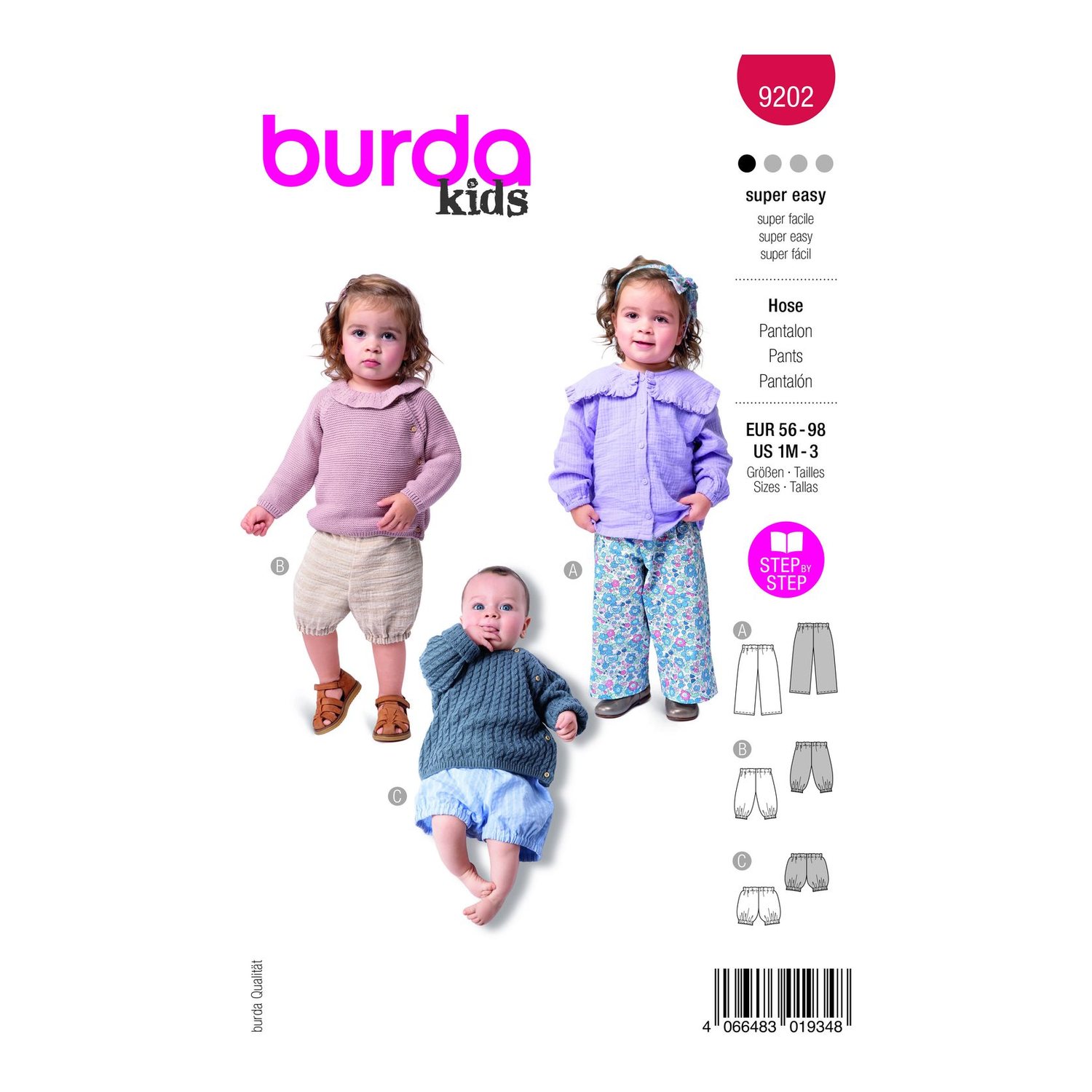 burda style Schnittmuster 9202: Babyhosen und Shorts, Modellfoto 1
