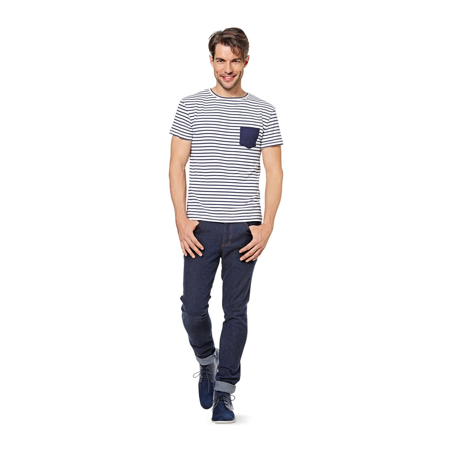burda style Schnittmuster 6602: Basic-Shirt für Damen und Herren, Modellfoto 2