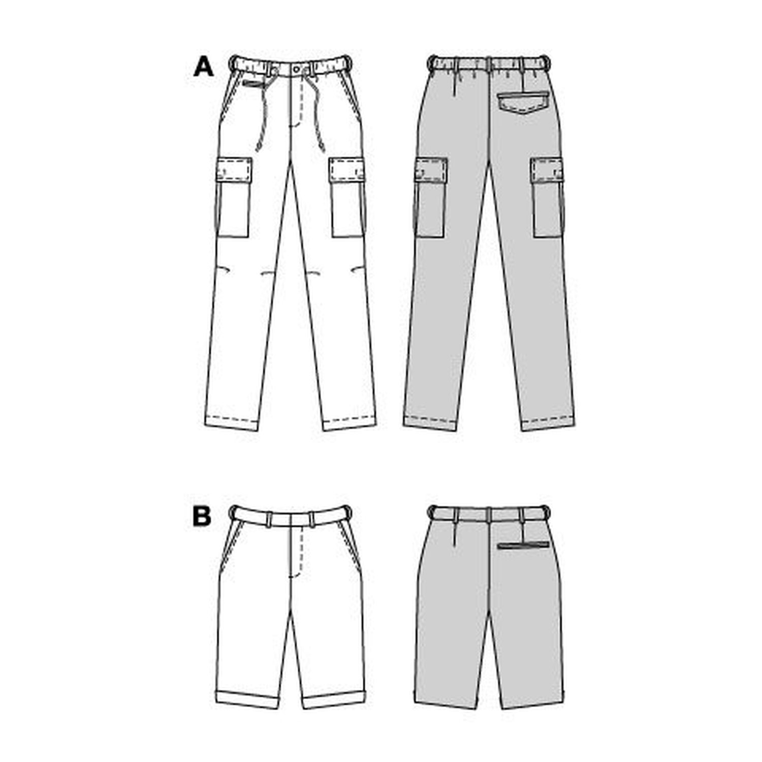 burda style Schnittmuster 5814: Hose mit Kniefalten und Bermudas, Technische Zeichnung