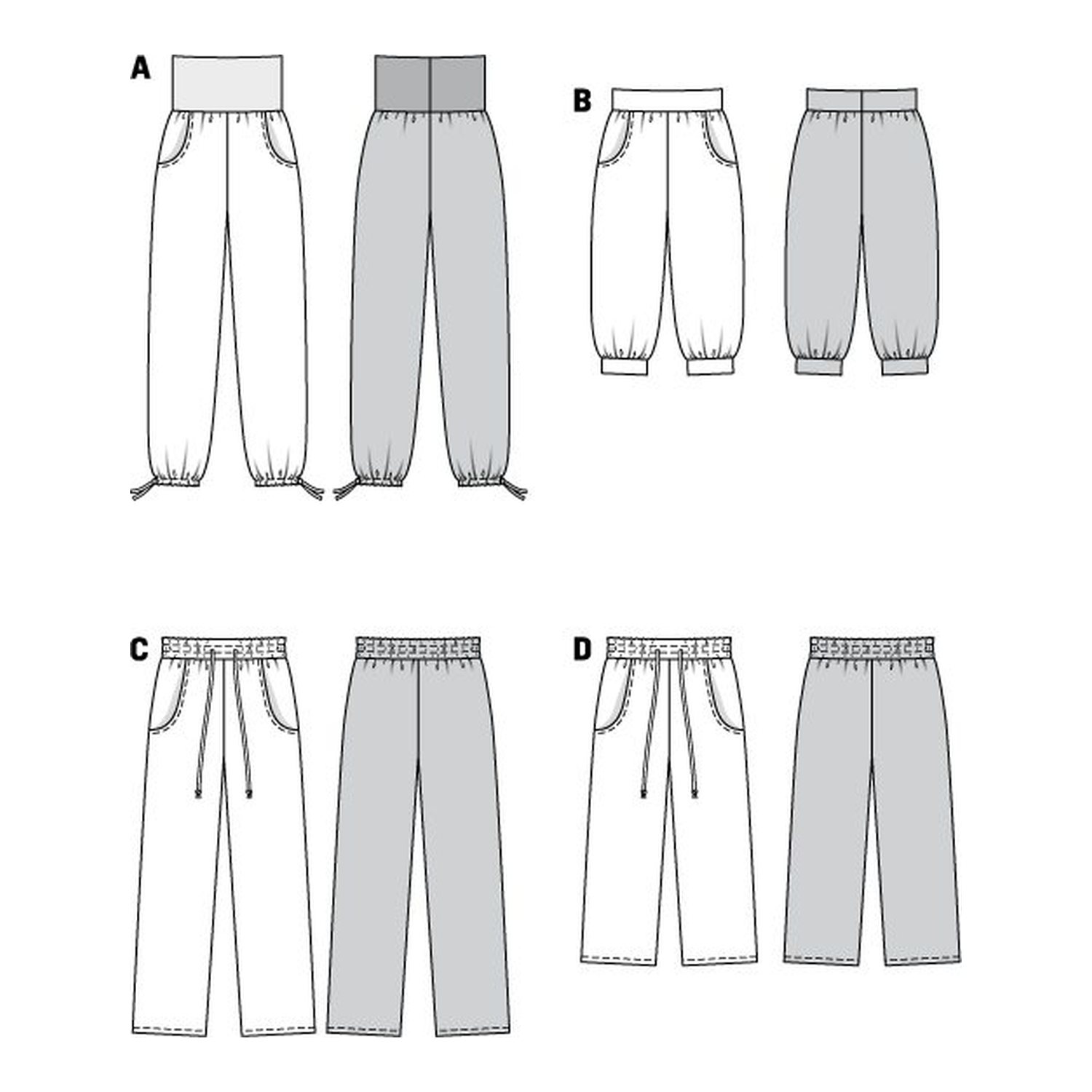 burda style Schnittmuster 7230: Einfache Damenhose, Technische Zeichnung