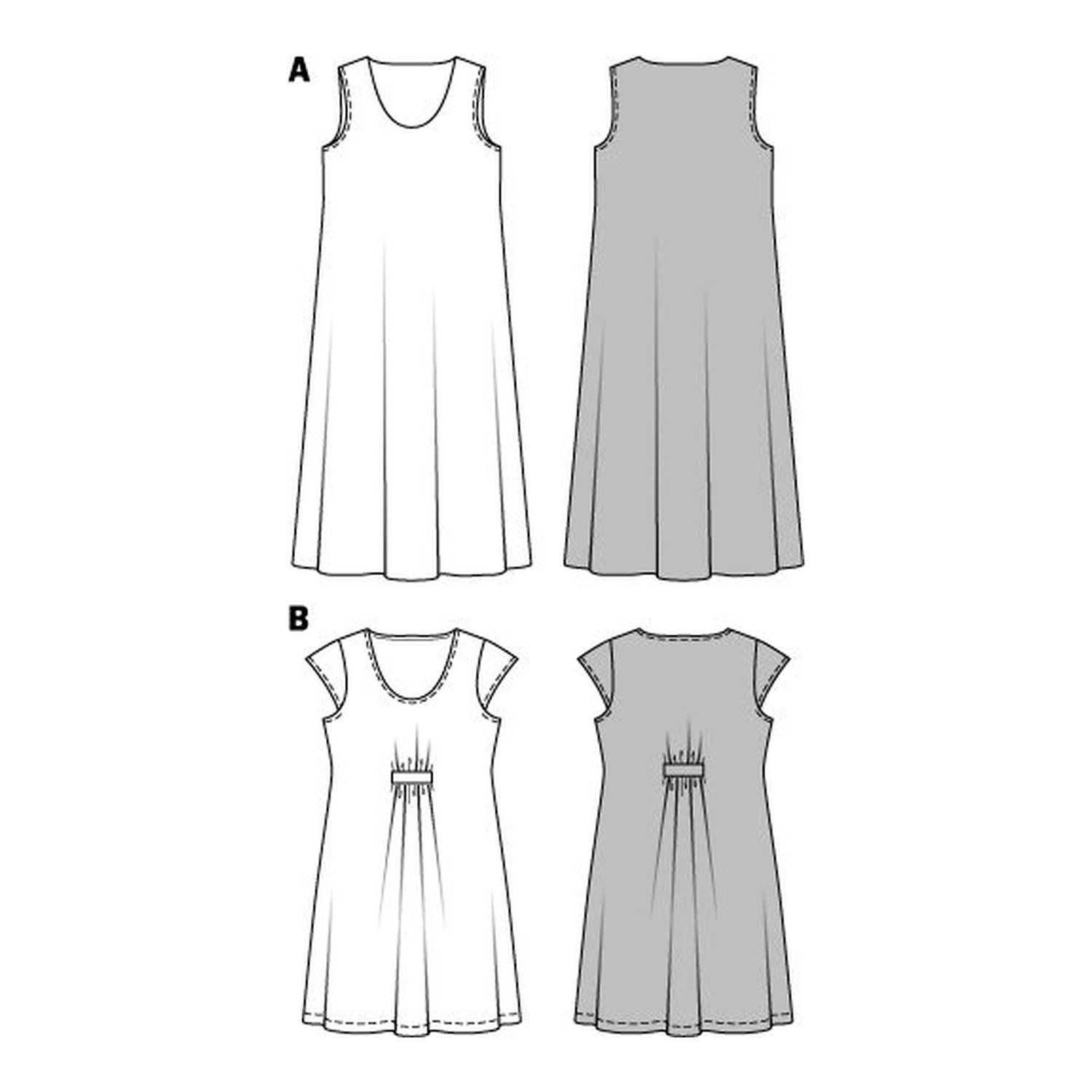 burda style Schnittmuster 7100: Sommerkleid für Curvy-Größen, Technische Zeichnung