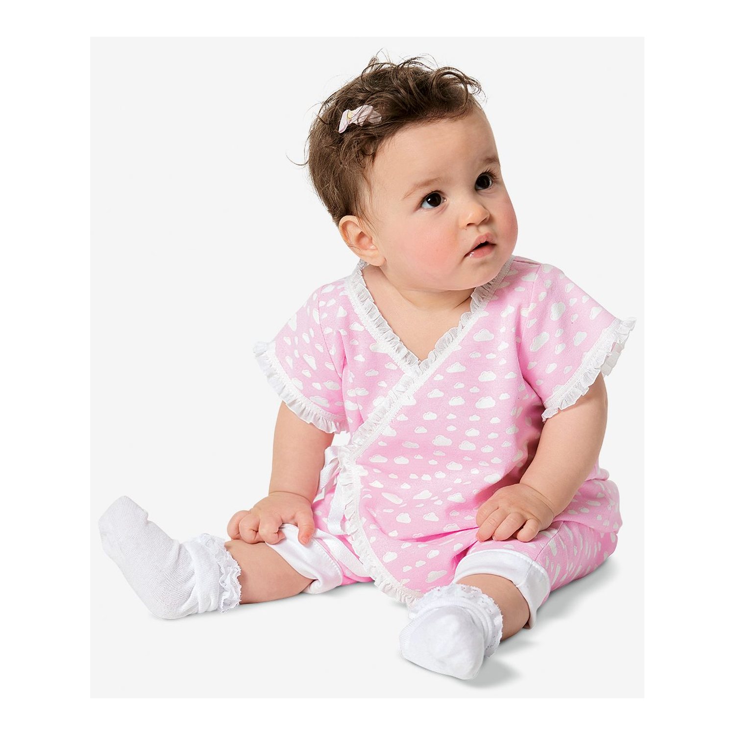 burda style Schnittmuster 9314: Gedoppelter Wickelstrampler, Modellfoto 2