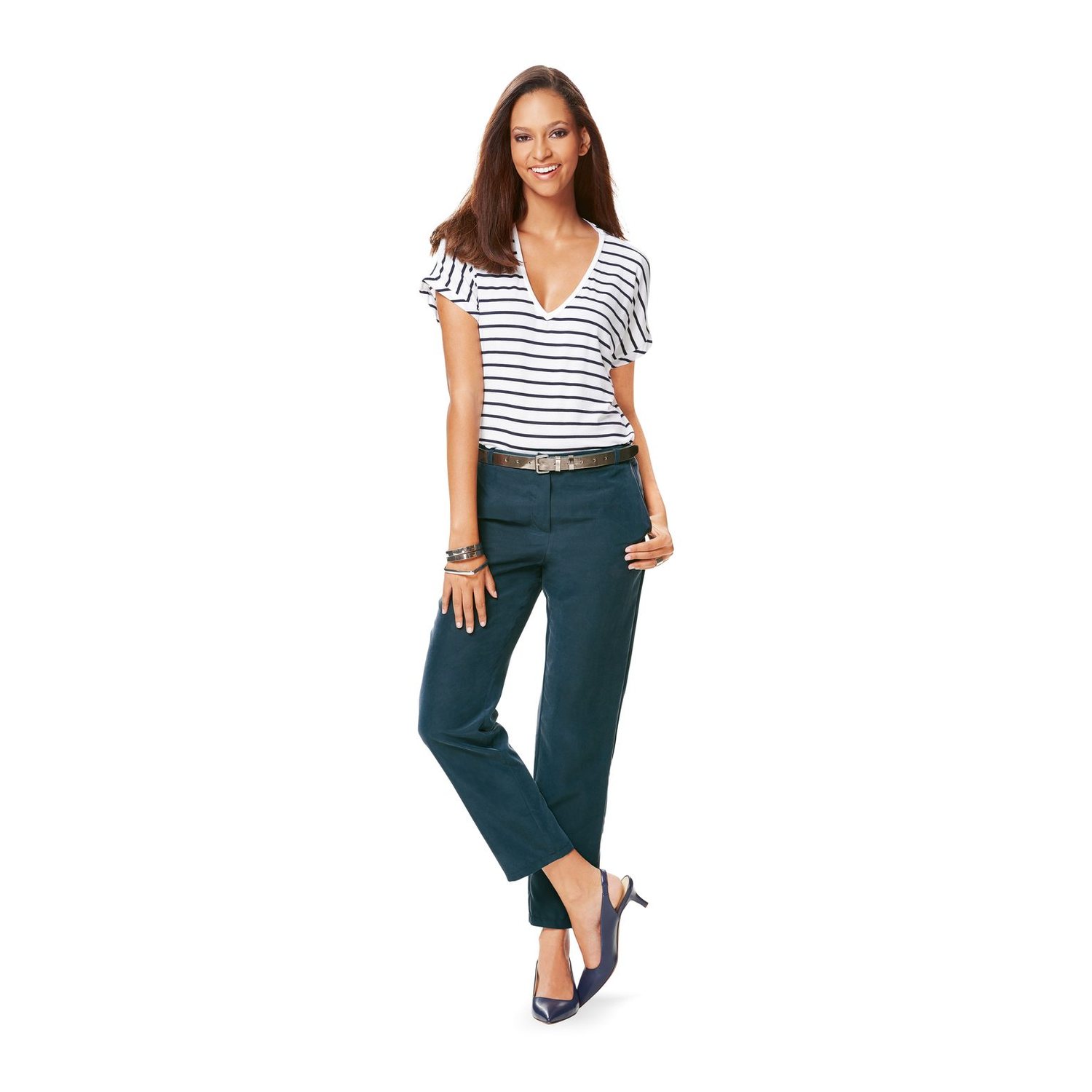 burda style Schnittmuster 6689: Schmale Hose mit Formbund, Modellfoto