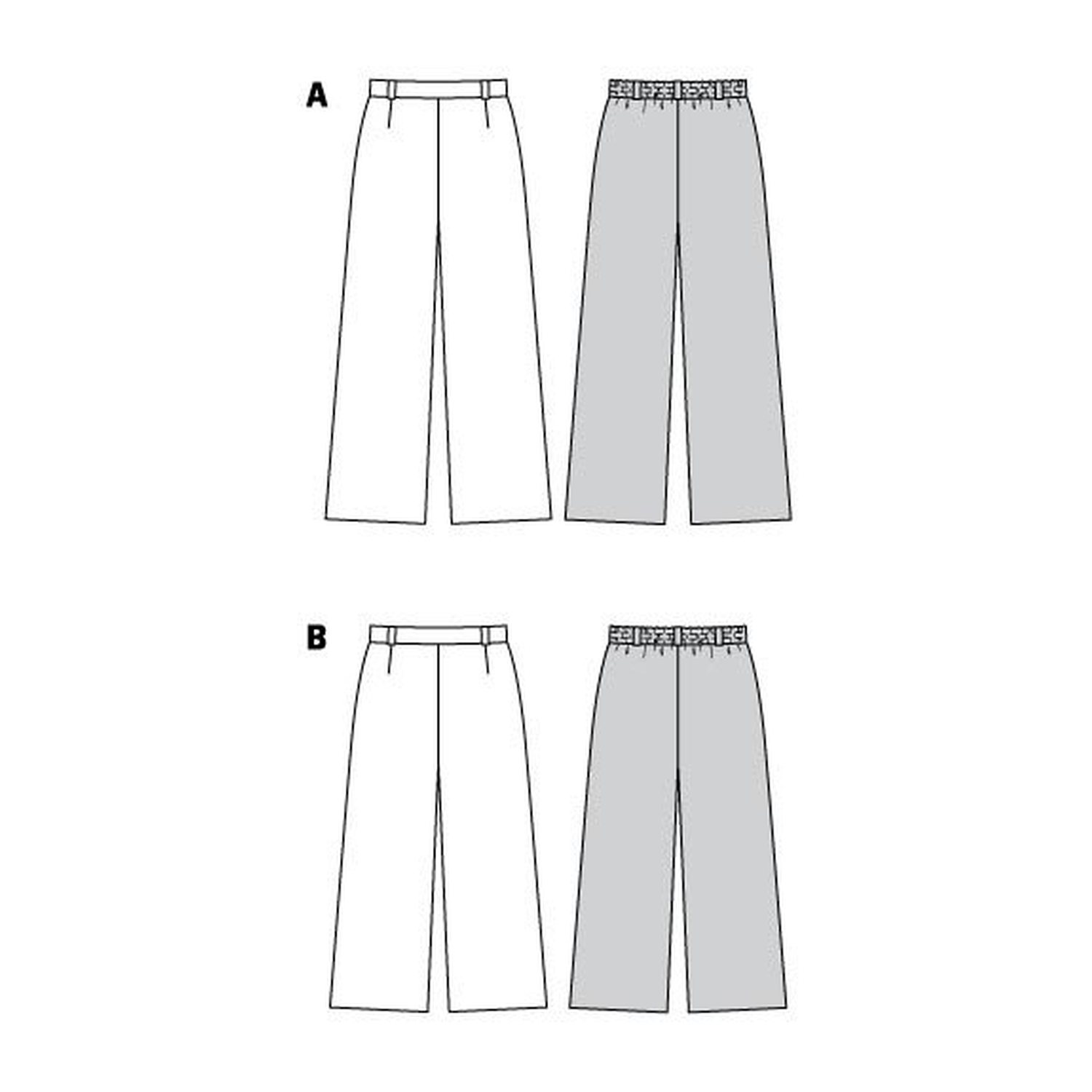 burda style Schnittmuster 5969: Hose und Culotte mit Gummizug, Technische Zeichnung