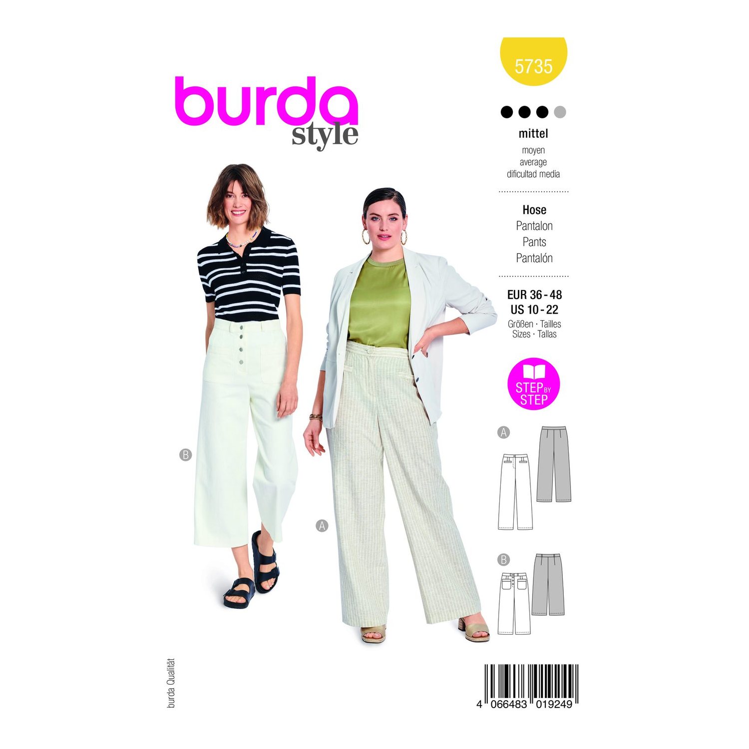 burda style Schnittmuster 5735: Leinenhose und 7/8-Jeans, Modellfoto 1