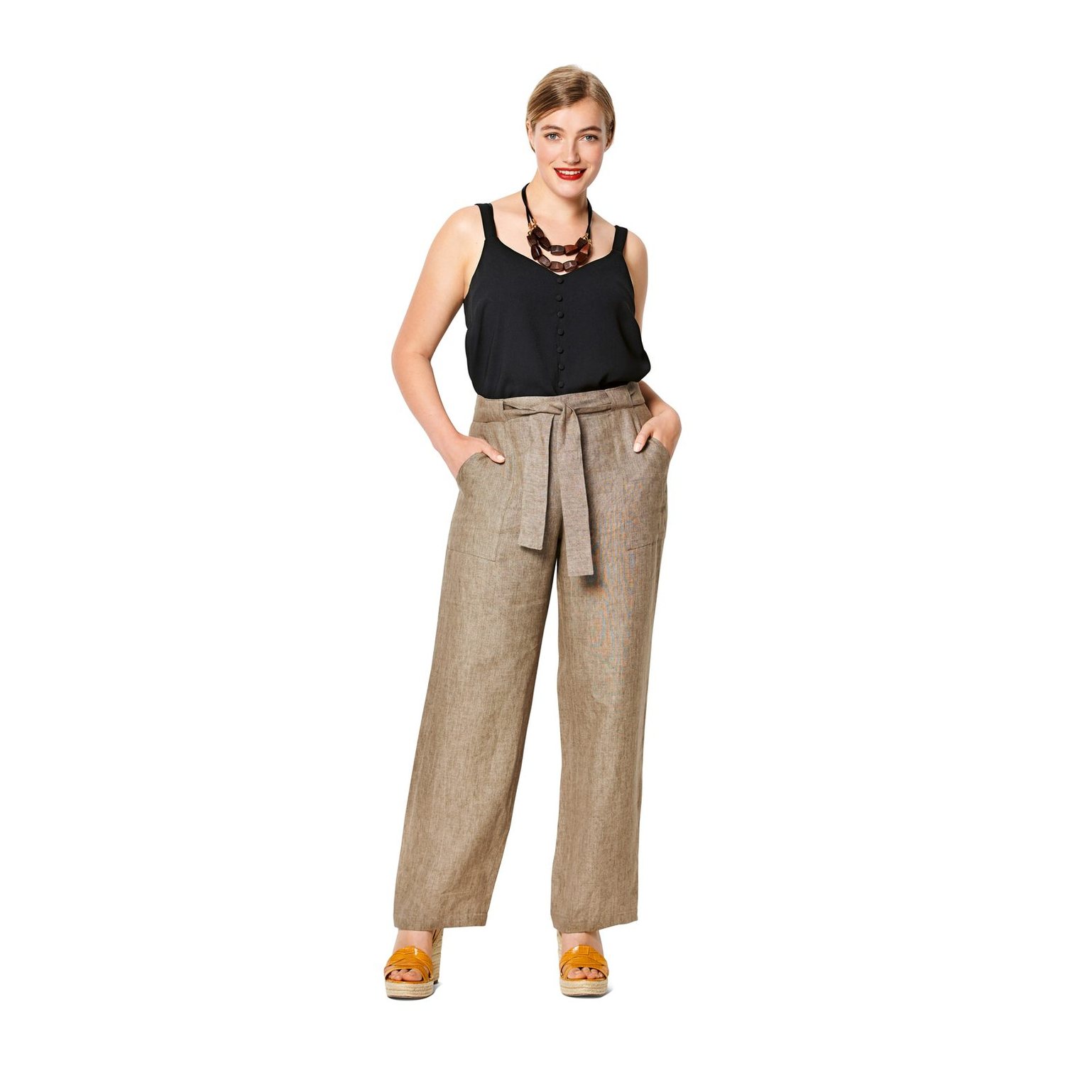 burda style Schnittmuster 6218: Luftige Hose mit Bindeband, Modellfoto 1