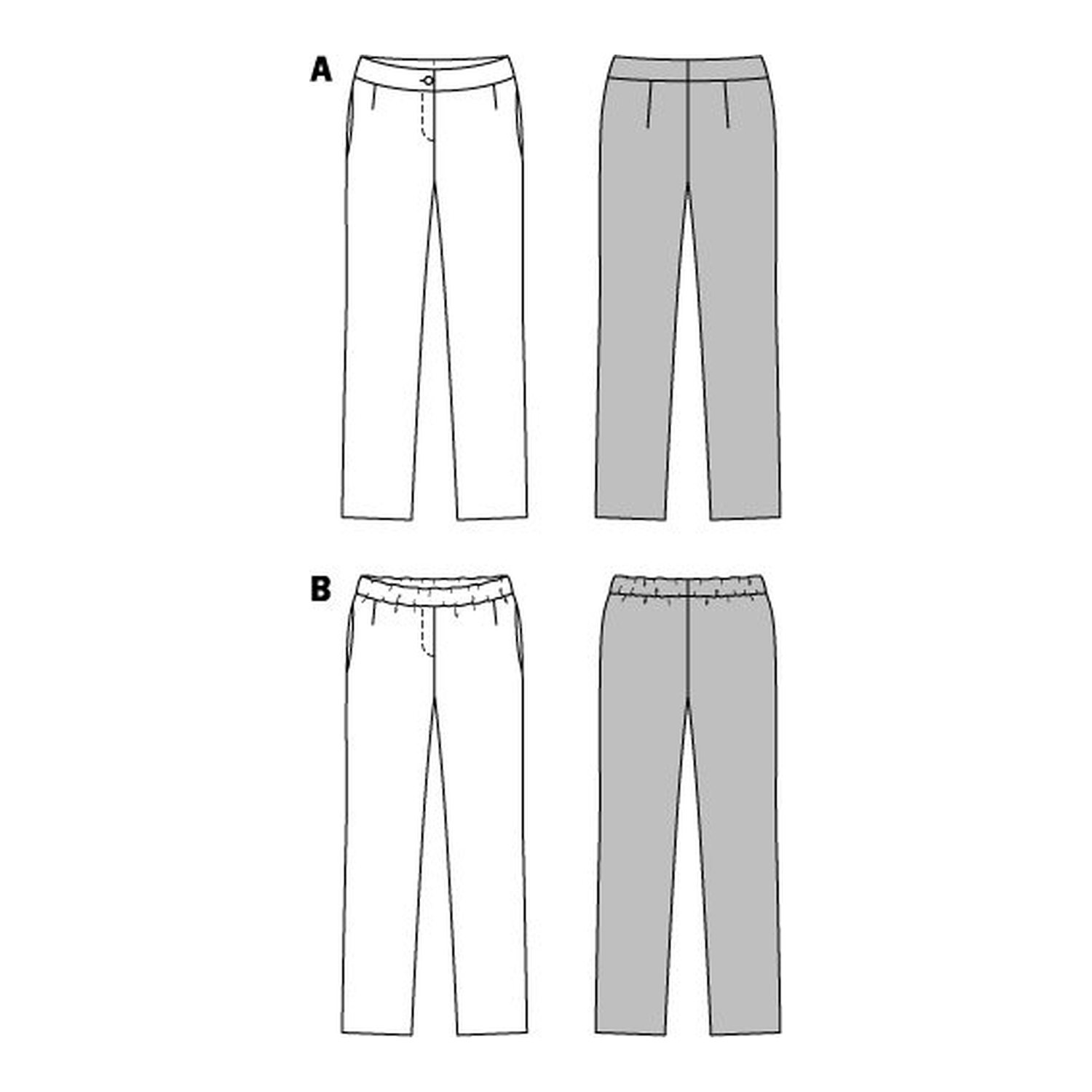 burda style Schnittmuster 6952: Schmale Hose für Curvy-Größen, Technische Zeichnung