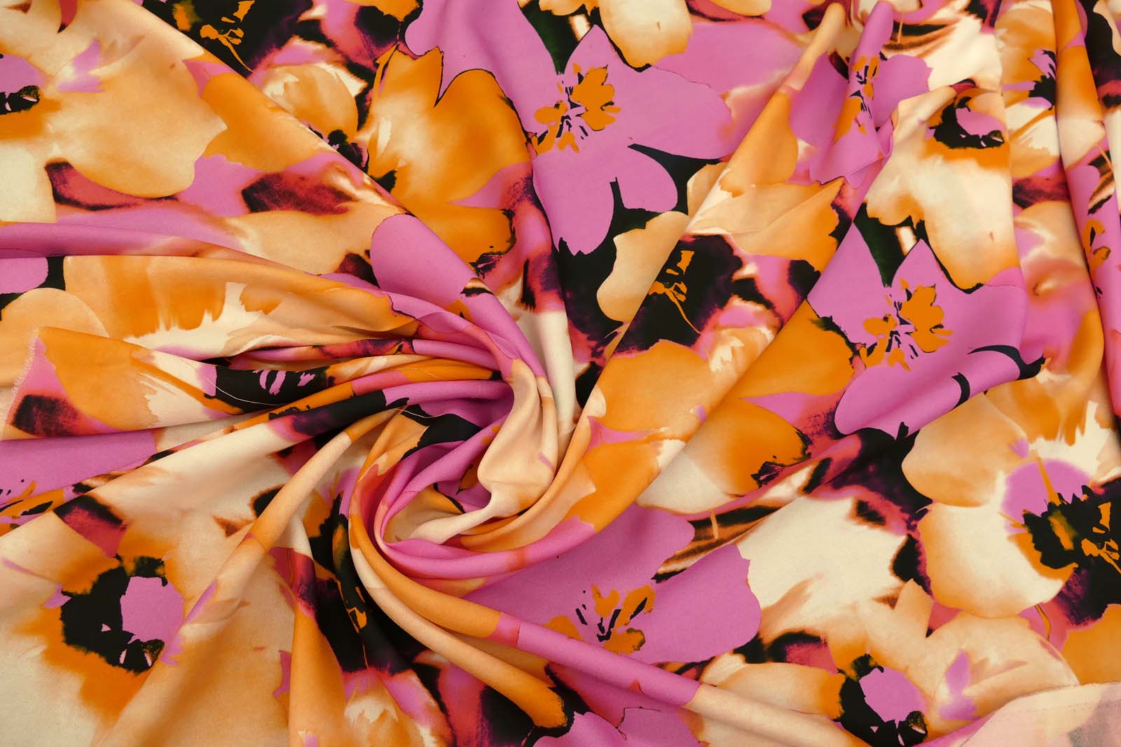 Viskose Crepe pink orange