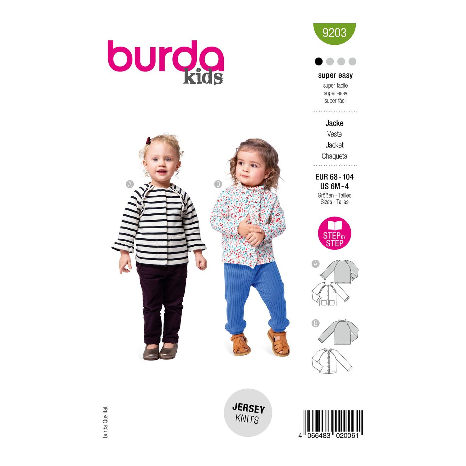 burda style Schnittmuster 9203: Kinderjacken mit Rüschen, Modellfoto 1