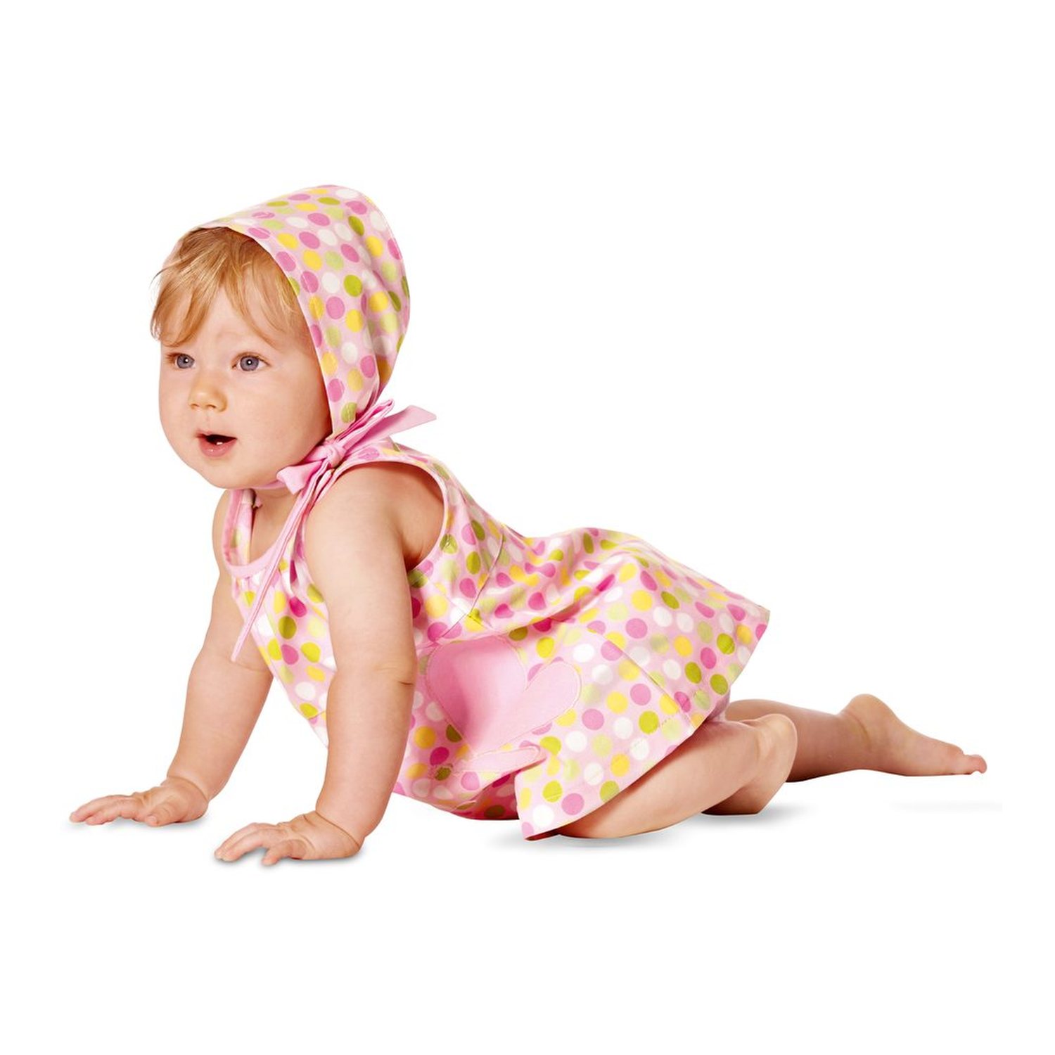 burda style Schnittmuster 9462: Babyoverall, Kleid und Pumphöschen, Modellfoto 3