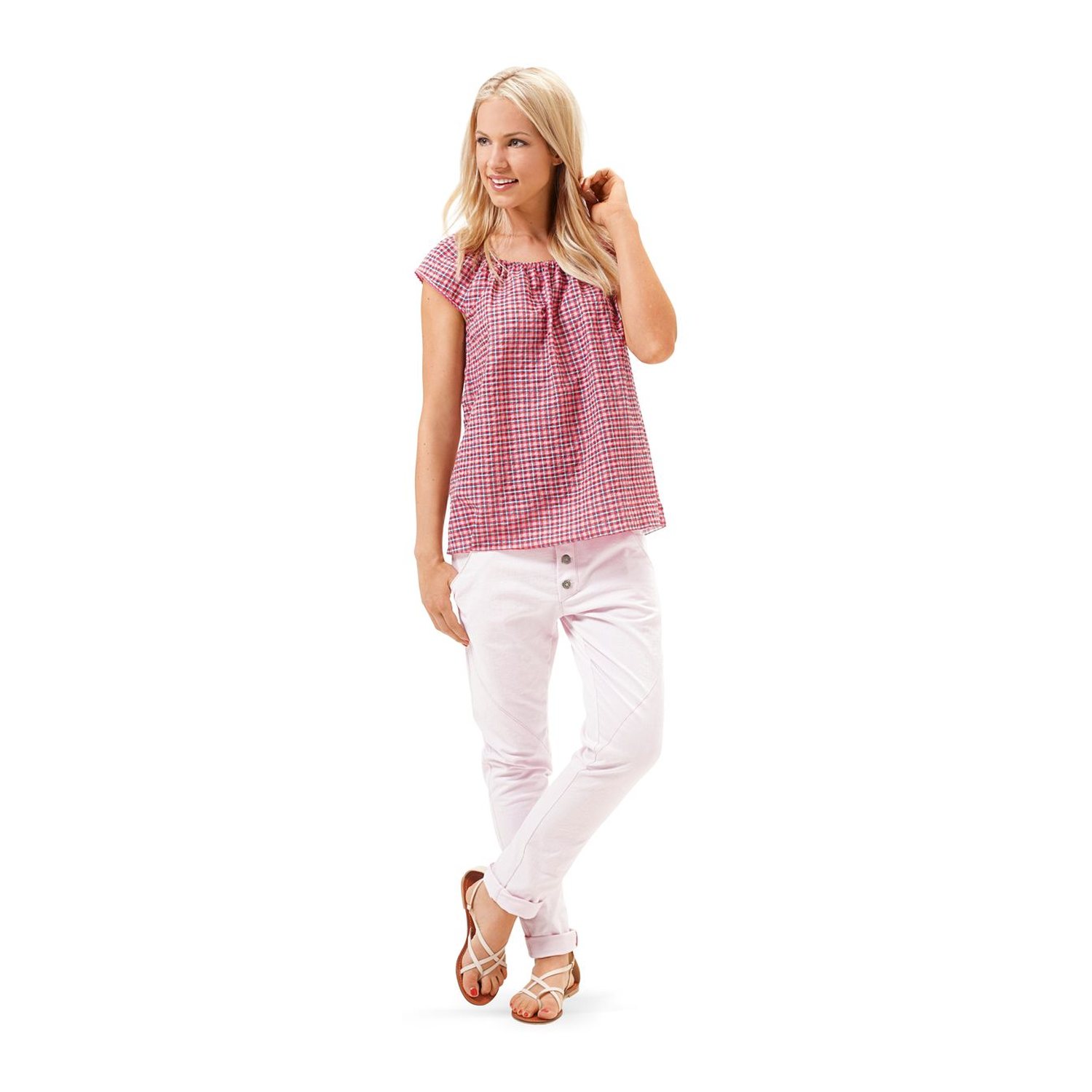 burda style Schnittmuster 6684: Kleid und Carmenbluse mit Raglanärmeln, Modellfoto 2