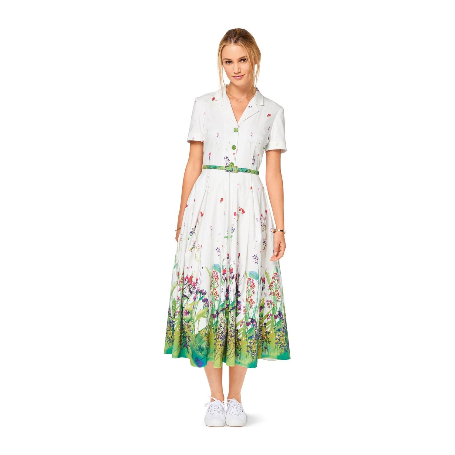 burda style Schnittmuster 6520: Hemdblusenkleid mit weitem Rock, Modellfoto 2
