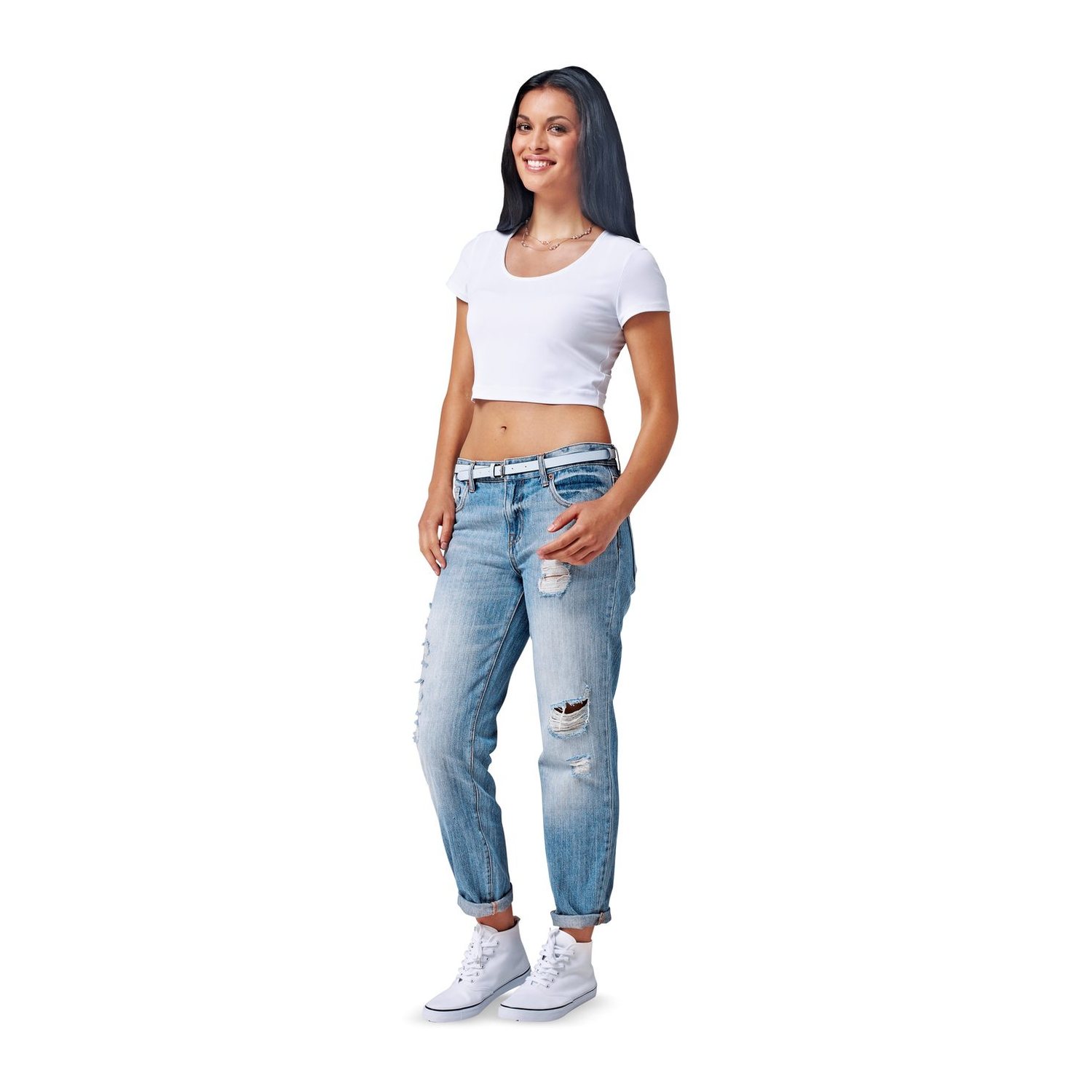 burda style Schnittmuster 6820: Tailliertes Jerseyshirt, Modellfoto 1