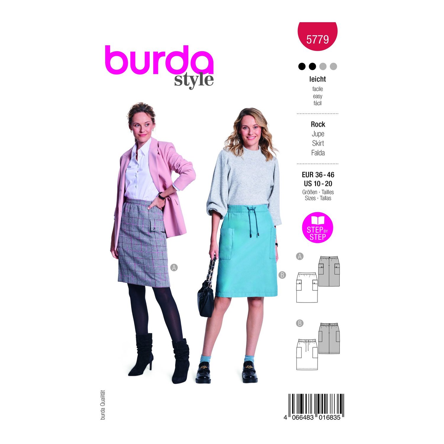 burda style Schnittmuster 5779: Bleistiftröcke mit Cargotaschen, Modellfoto 1