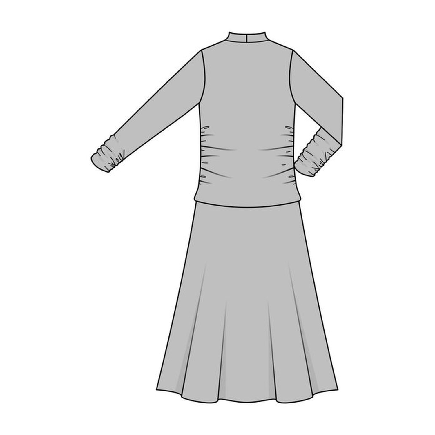 burda style Schnittmuster 5616: Drapiertes Jerseykleid und Shirt, Modellfoto 1
