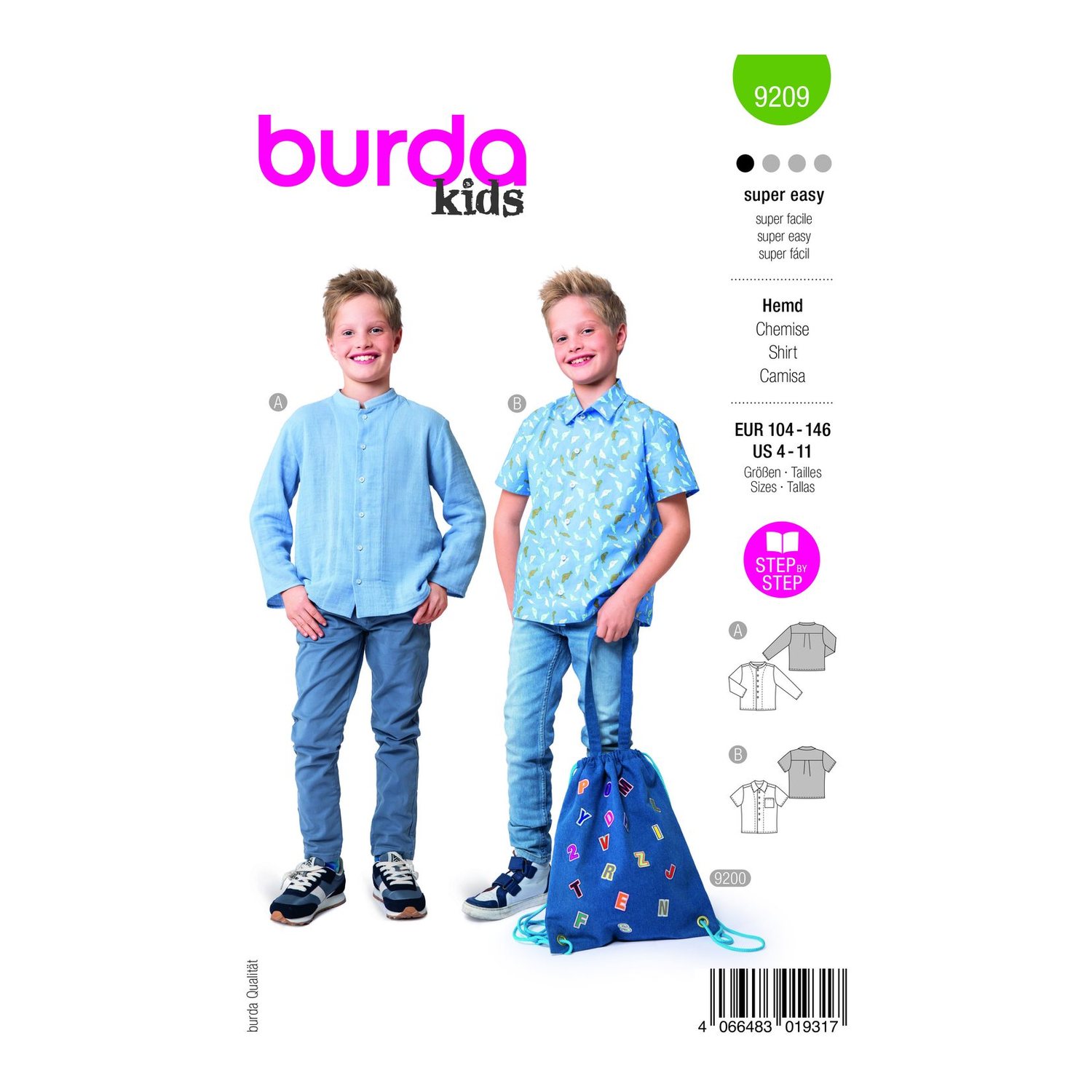burda style Schnittmuster 9209: Kinderhemd mit Stehkragen, Modellfoto 1