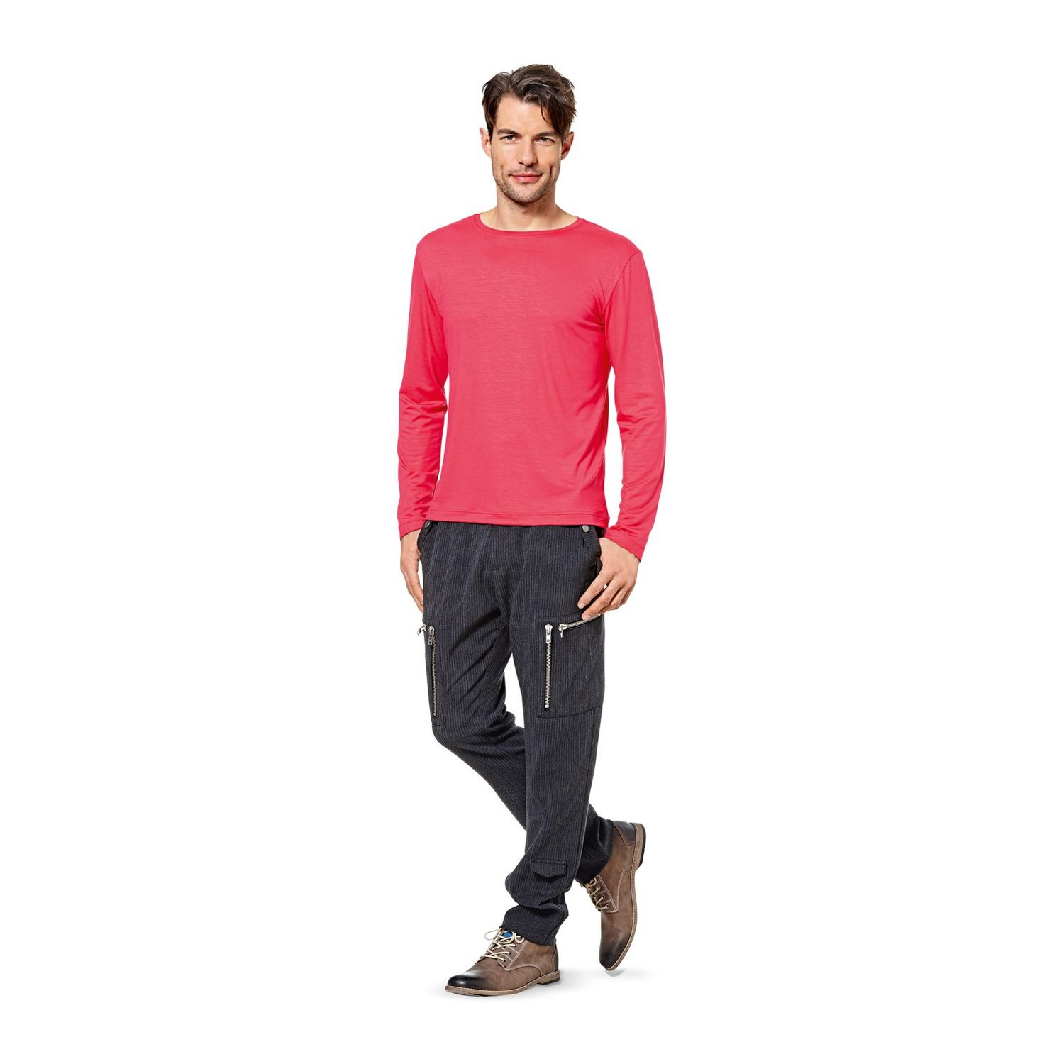 burda style Schnittmuster 6602: Basic-Shirt für Damen und Herren, Modellfoto 1