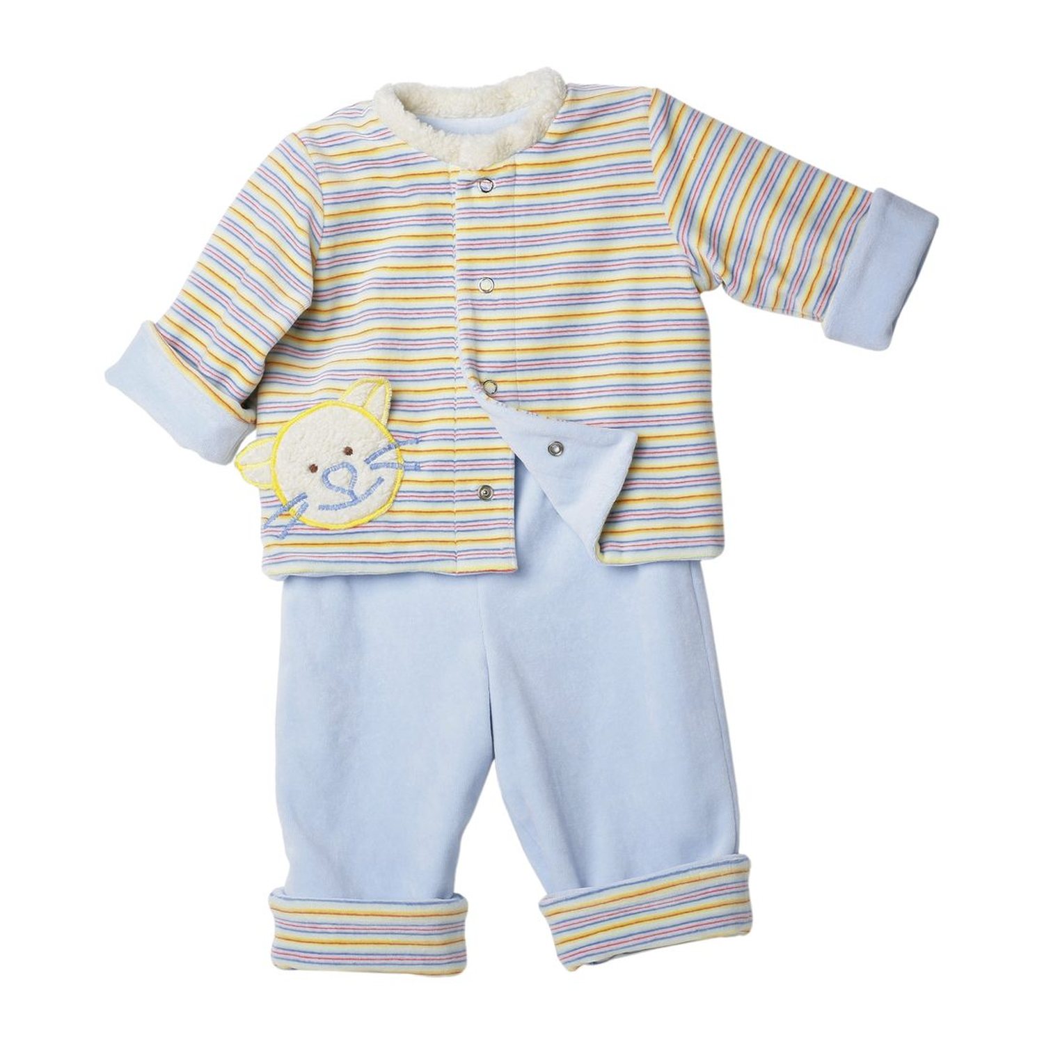 burda style Schnittmuster 9636: Babyjacke, Hose und Zipfelmütze, Modellfoto 3