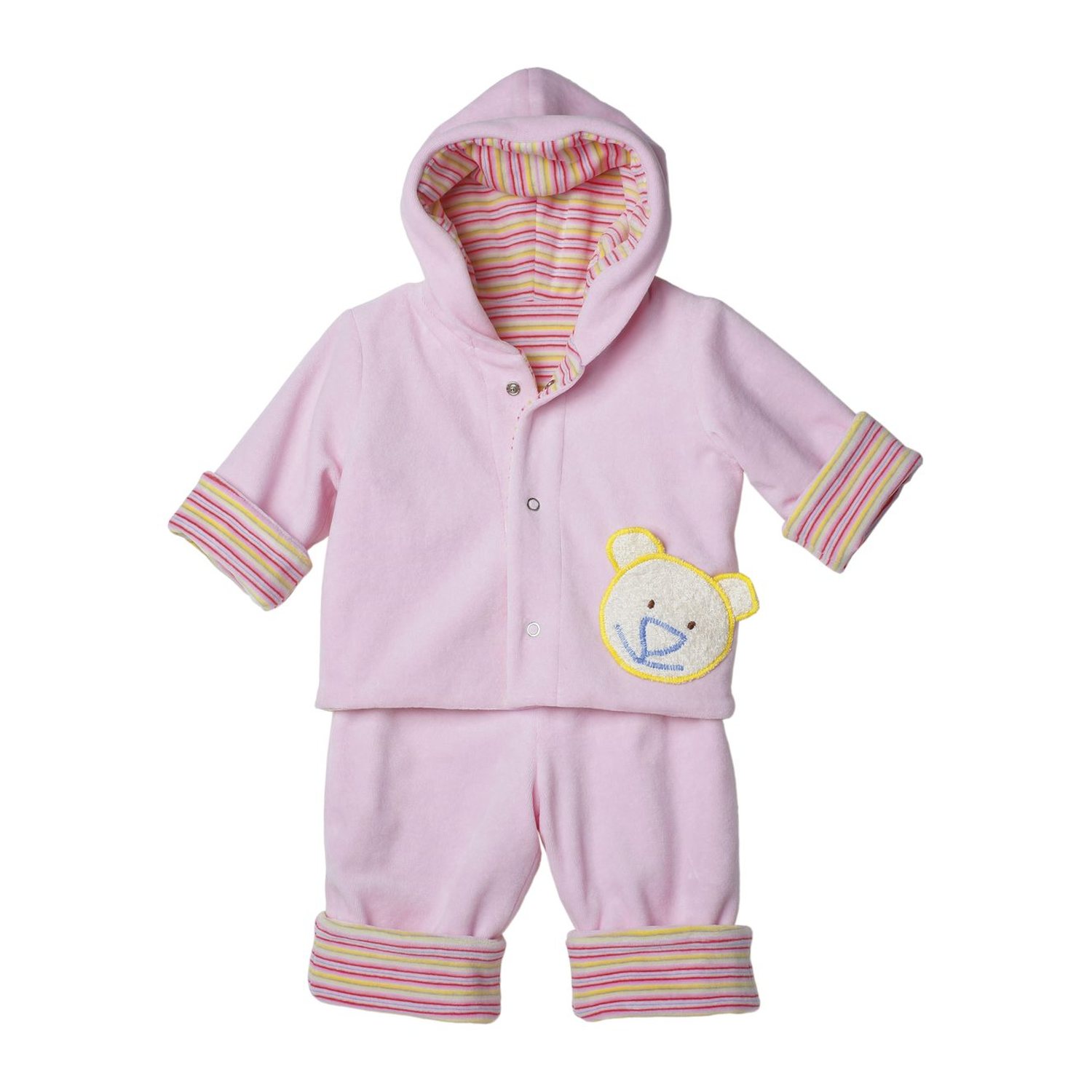 burda style Schnittmuster 9636: Babyjacke, Hose und Zipfelmütze, Modellfoto 1